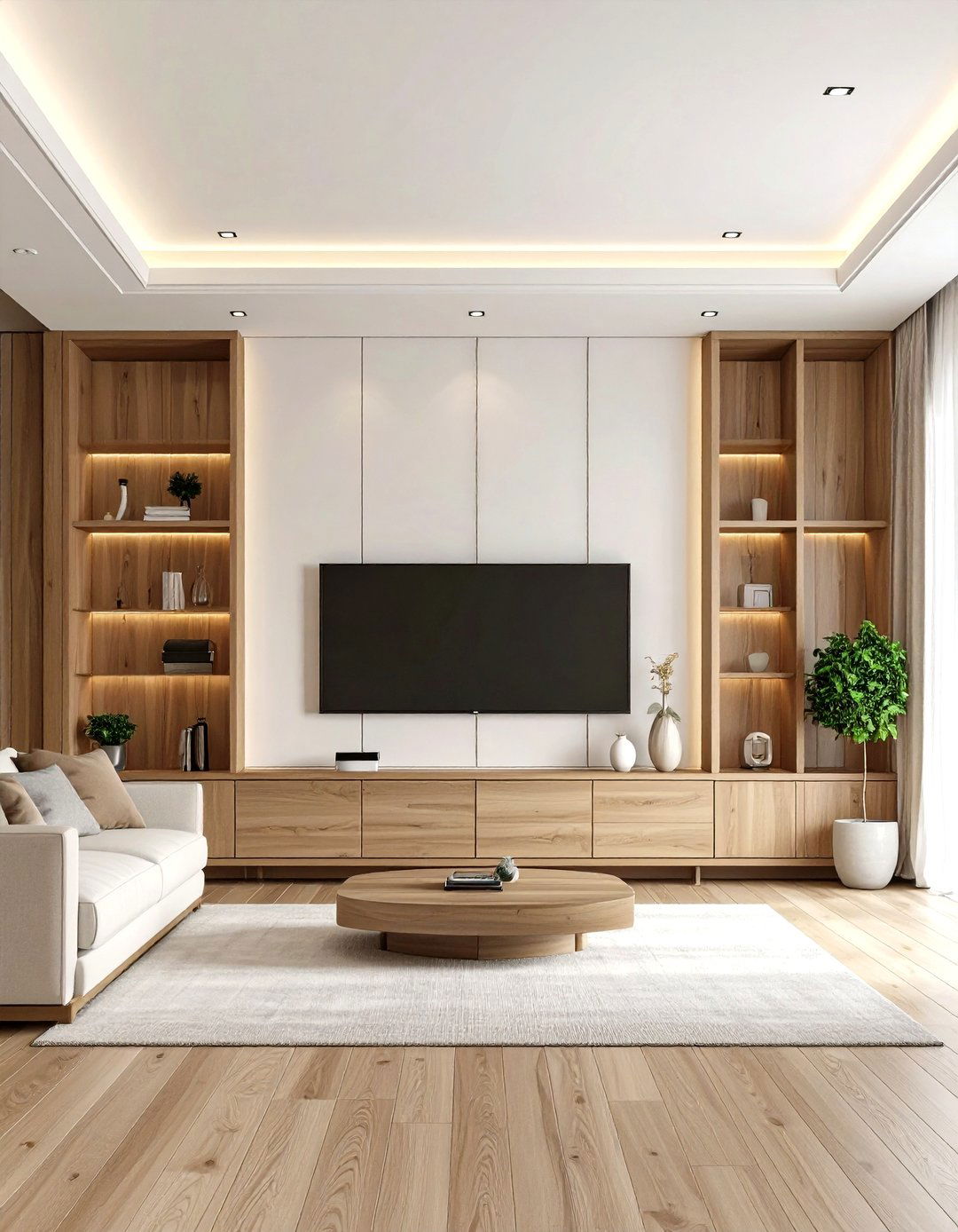 Transitional TV Wall with Painted Millwork and Classic Details - 24 Tv Wall Ideas