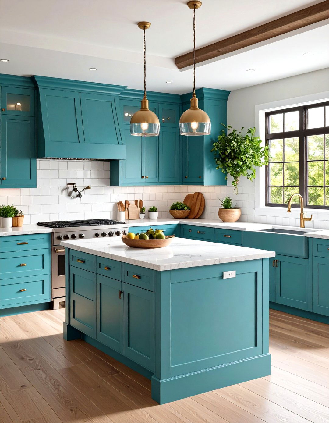 Transitional Teal Kitchen Style - 24 Teal and White Kitchen Ideas