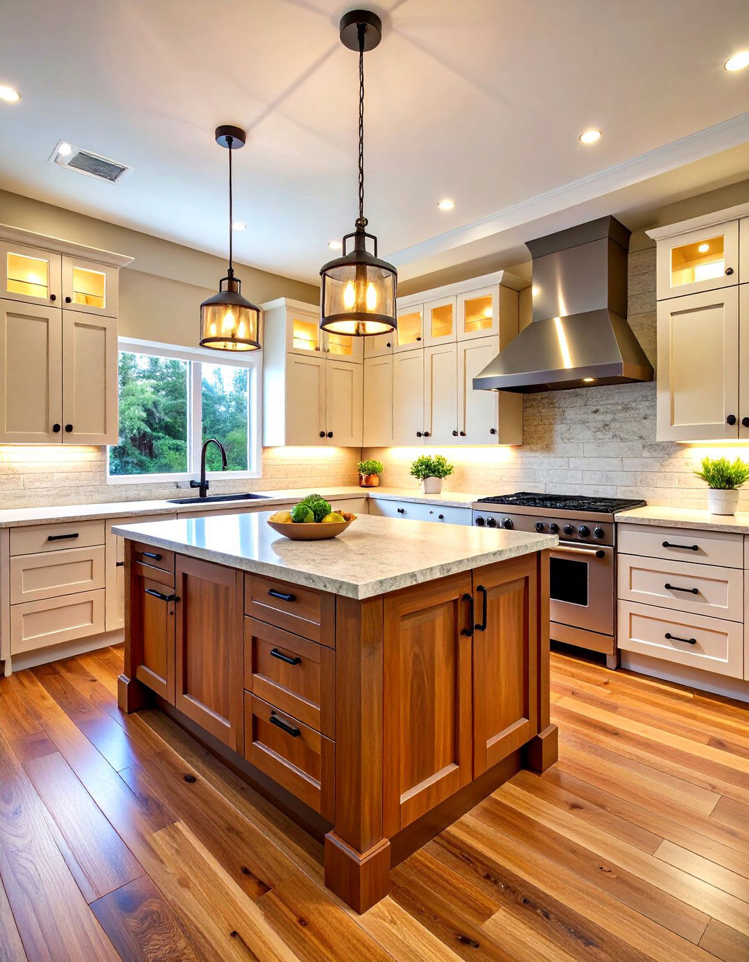 Transitional Two Tone Kitchen with Mixed Black Hardware - 24 White Kitchen Cabinets With Black Hardware
