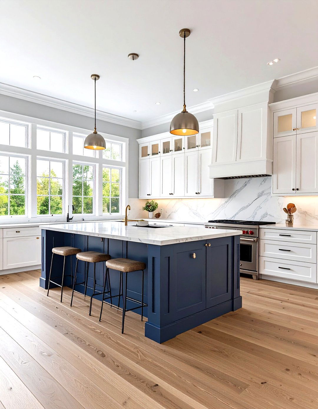 Transitional White Kitchen Black Island Design - 24 white kitchen ideas with black island