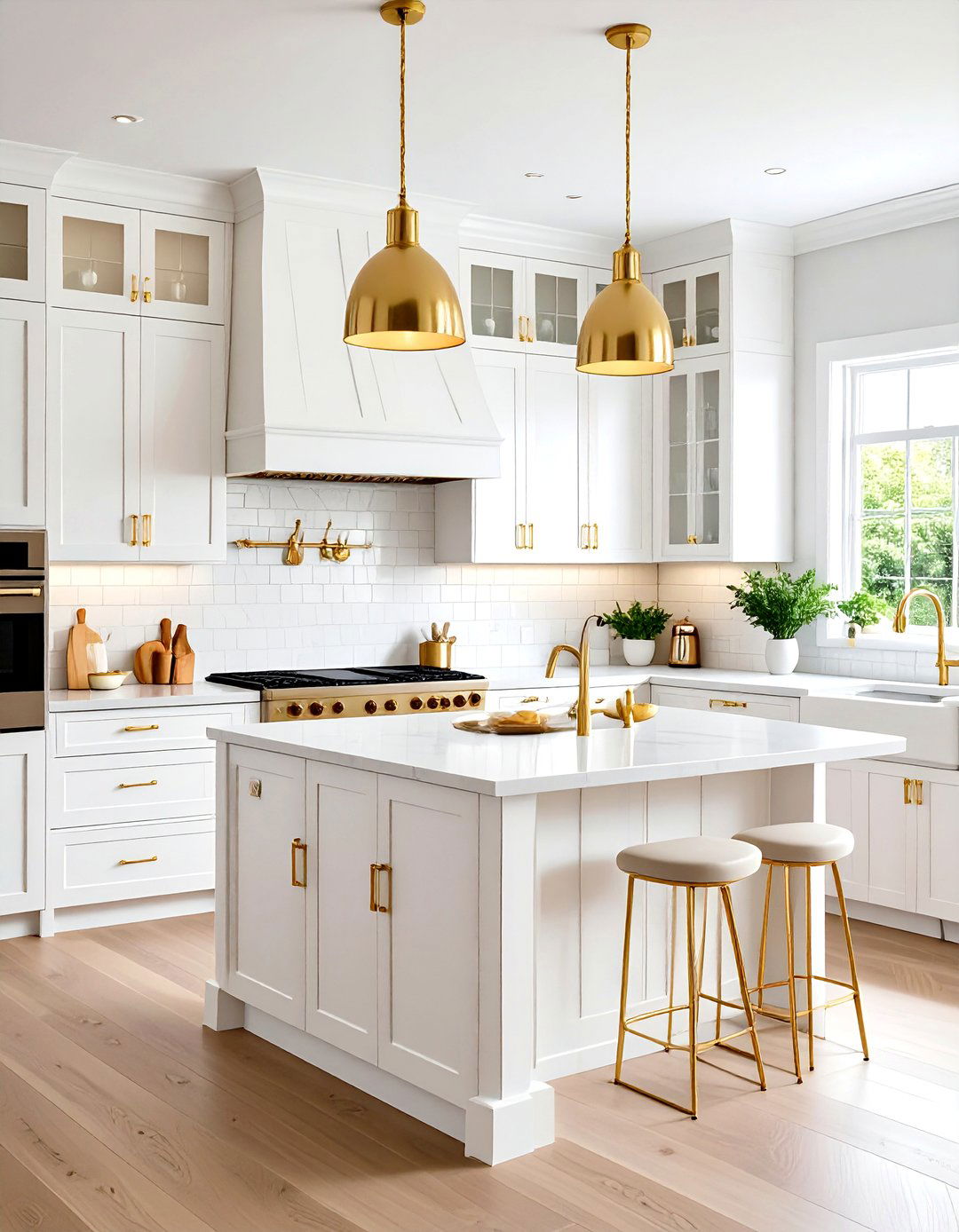 Transitional White and Gold Kitchen Design - 24 White and Gold Kitchen Ideas