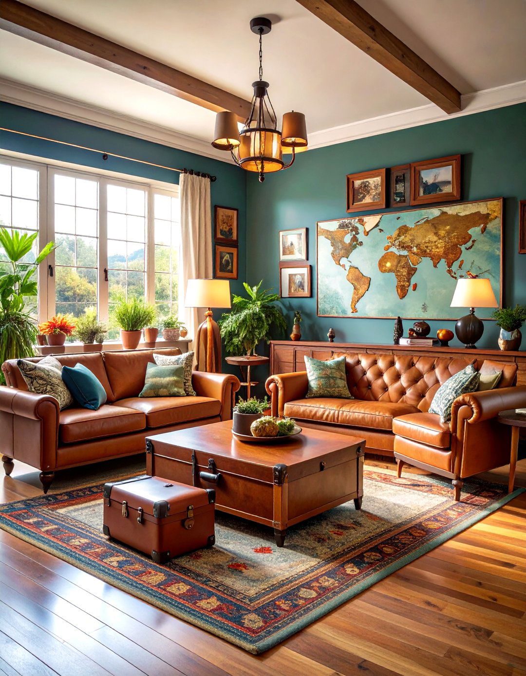 Travel Inspired Masculine Living Room - 24 Men's Living Room Ideas