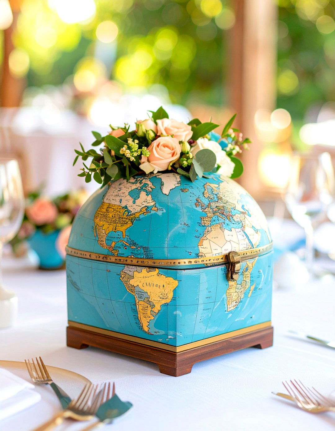 Travel Themed Globe Card Box - 24 Wedding Card Box Ideas