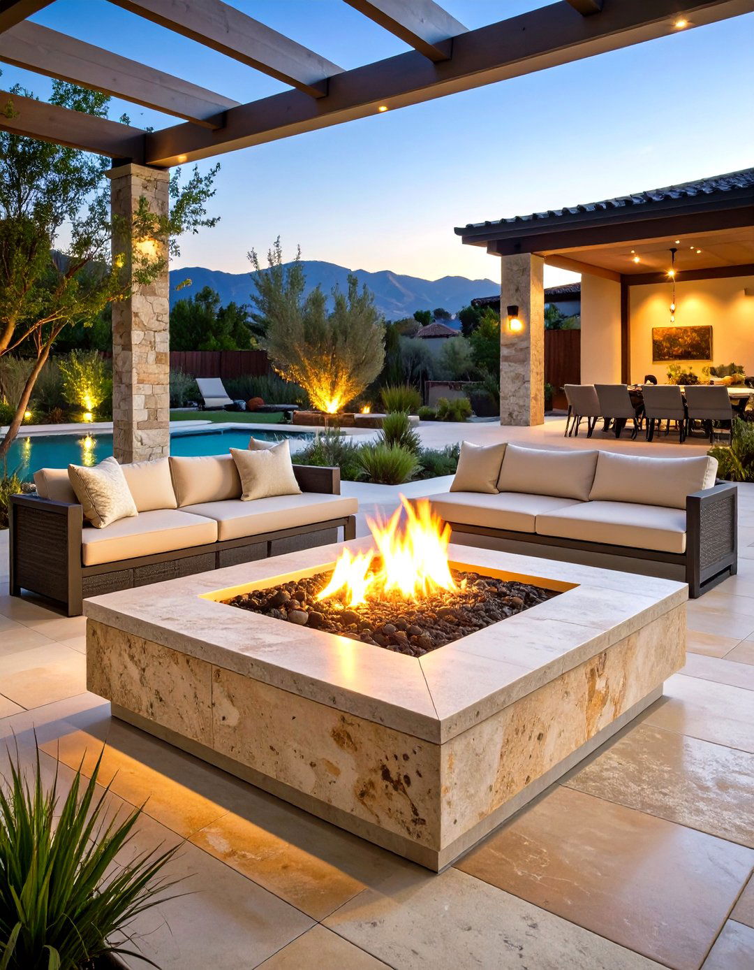 Travertine Contemporary Style - 24 Rock Fire Pit Ideas