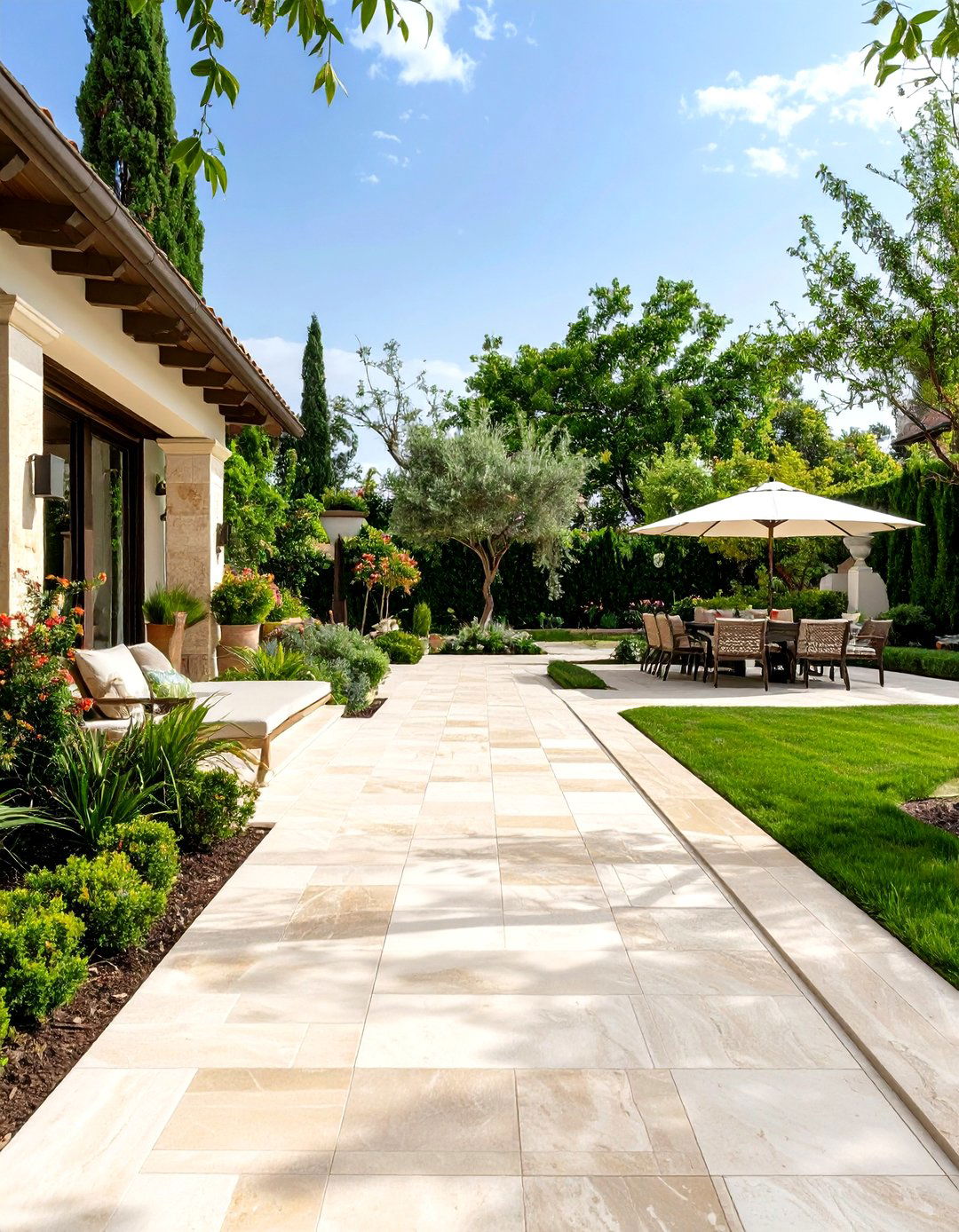 Travertine Elegant Walkway Design - 24 Stepping Stone Walkway Ideas