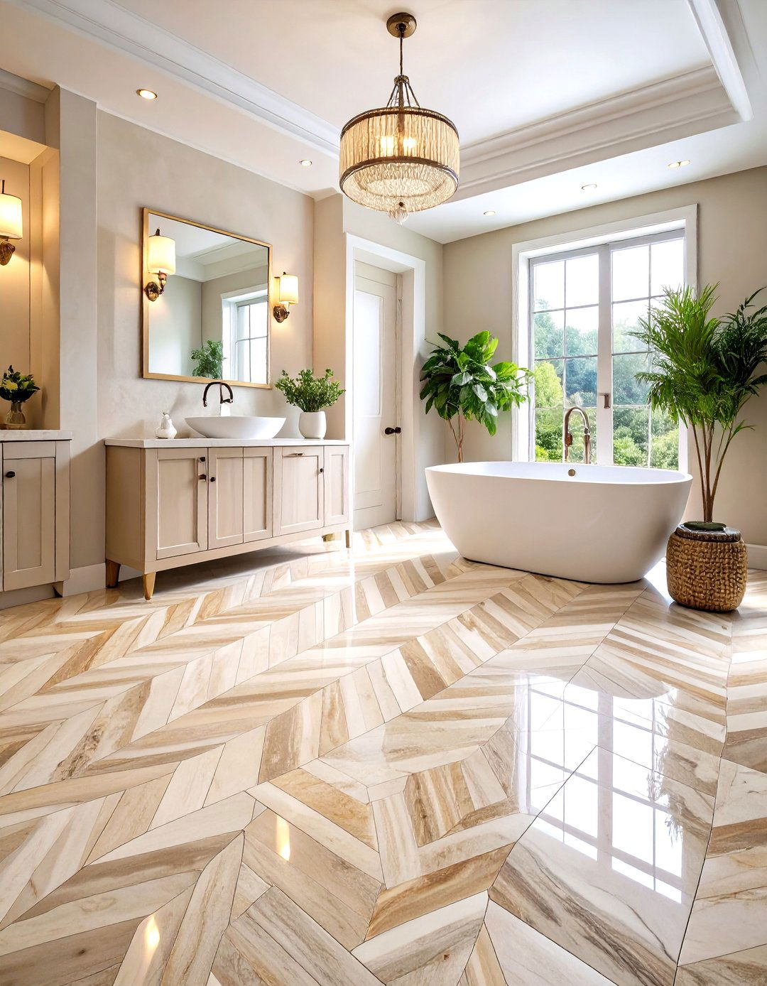 Travertine Herringbone Floor Pattern - 24 Travertine Tile Bathroom Ideas