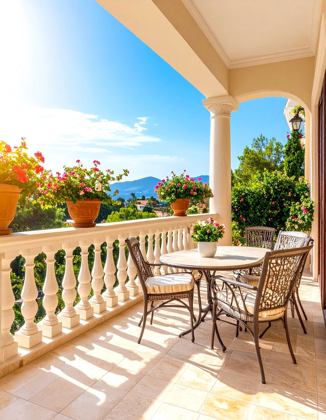 Travertine Natural Stone Balcony - 24 Balcony Tiles Ideas