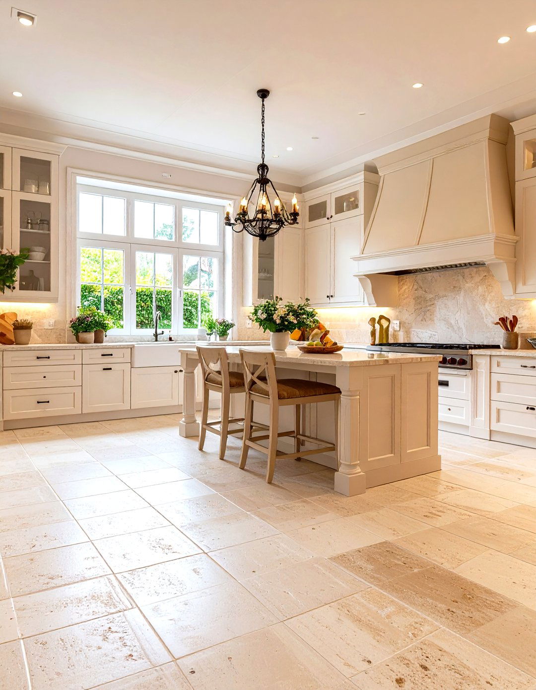 Travertine Natural Stone Kitchen Flooring - 24 Kitchen Floor Ideas