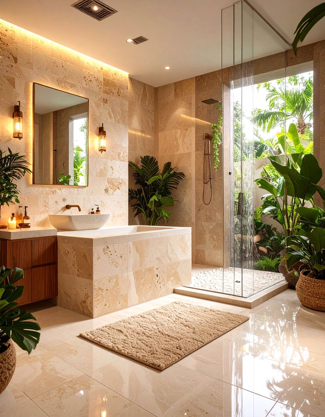 Travertine Natural Stone Seats - 24 Shower Bench Ideas