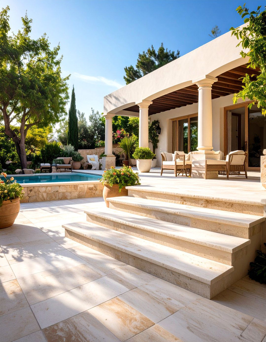 Travertine Patio Steps - 24 Patio Steps Ideas