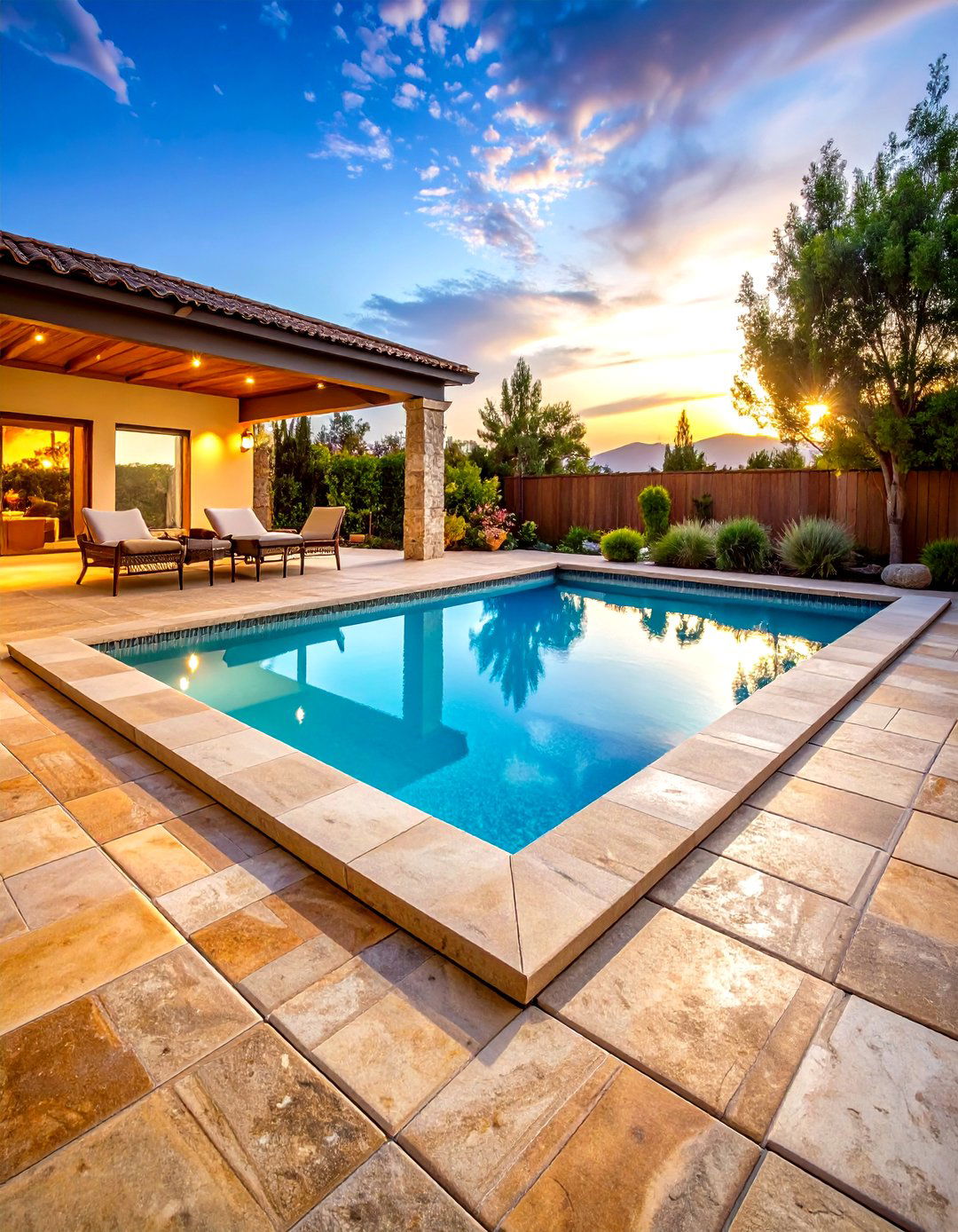 Travertine Pool Deck Patio - 24 Stone Patio Ideas