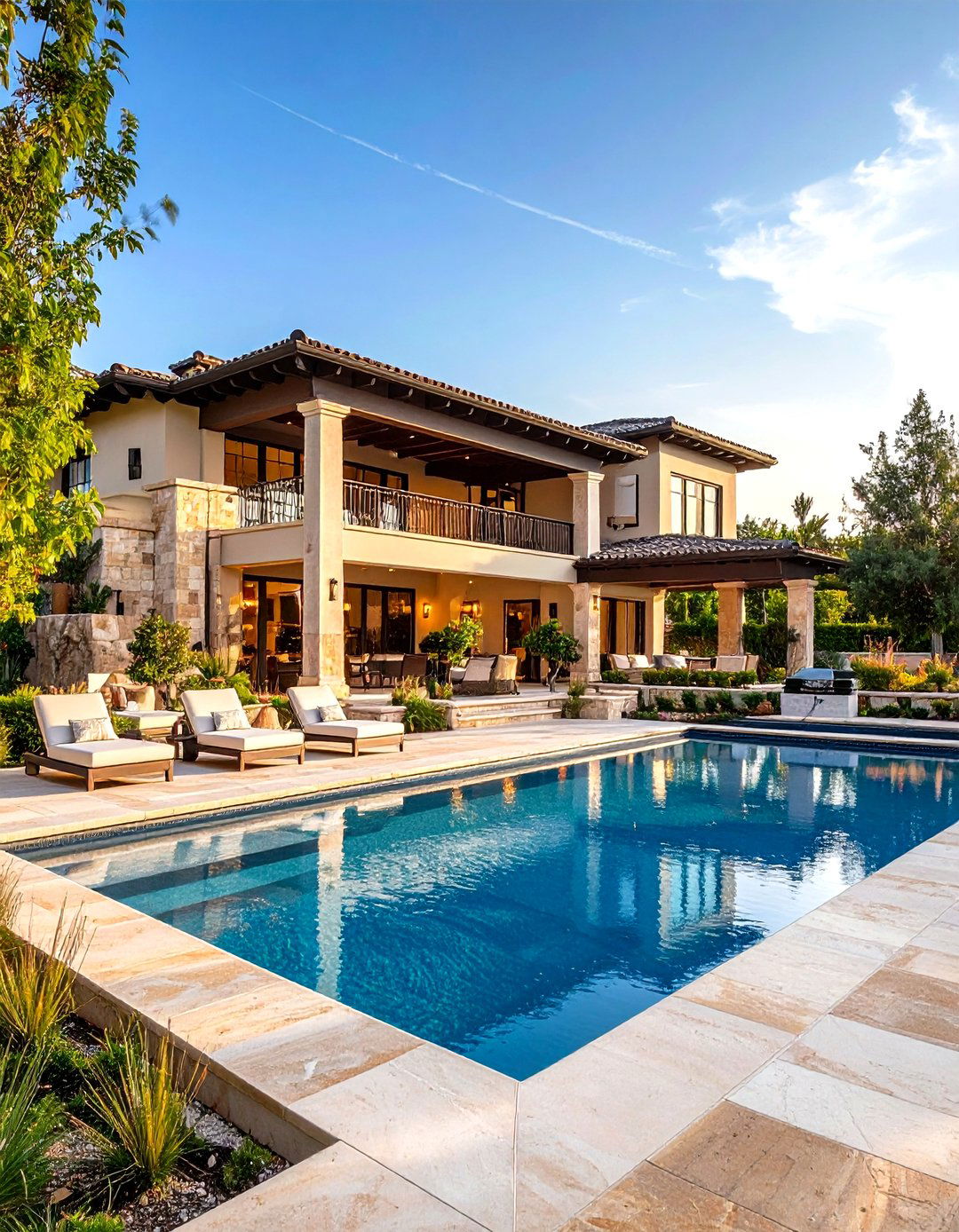 Travertine Resort Style Living - 24 Stone Exterior Home Ideas