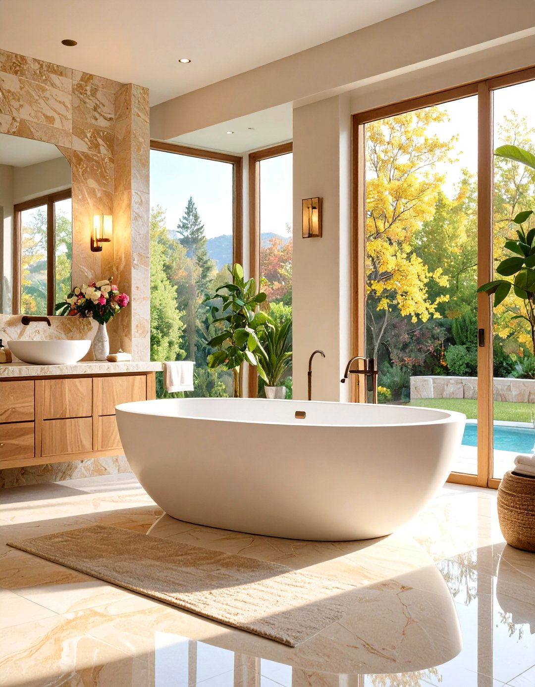 Travertine Tub Surround Spa Experience - 24 Travertine Tile Bathroom Ideas