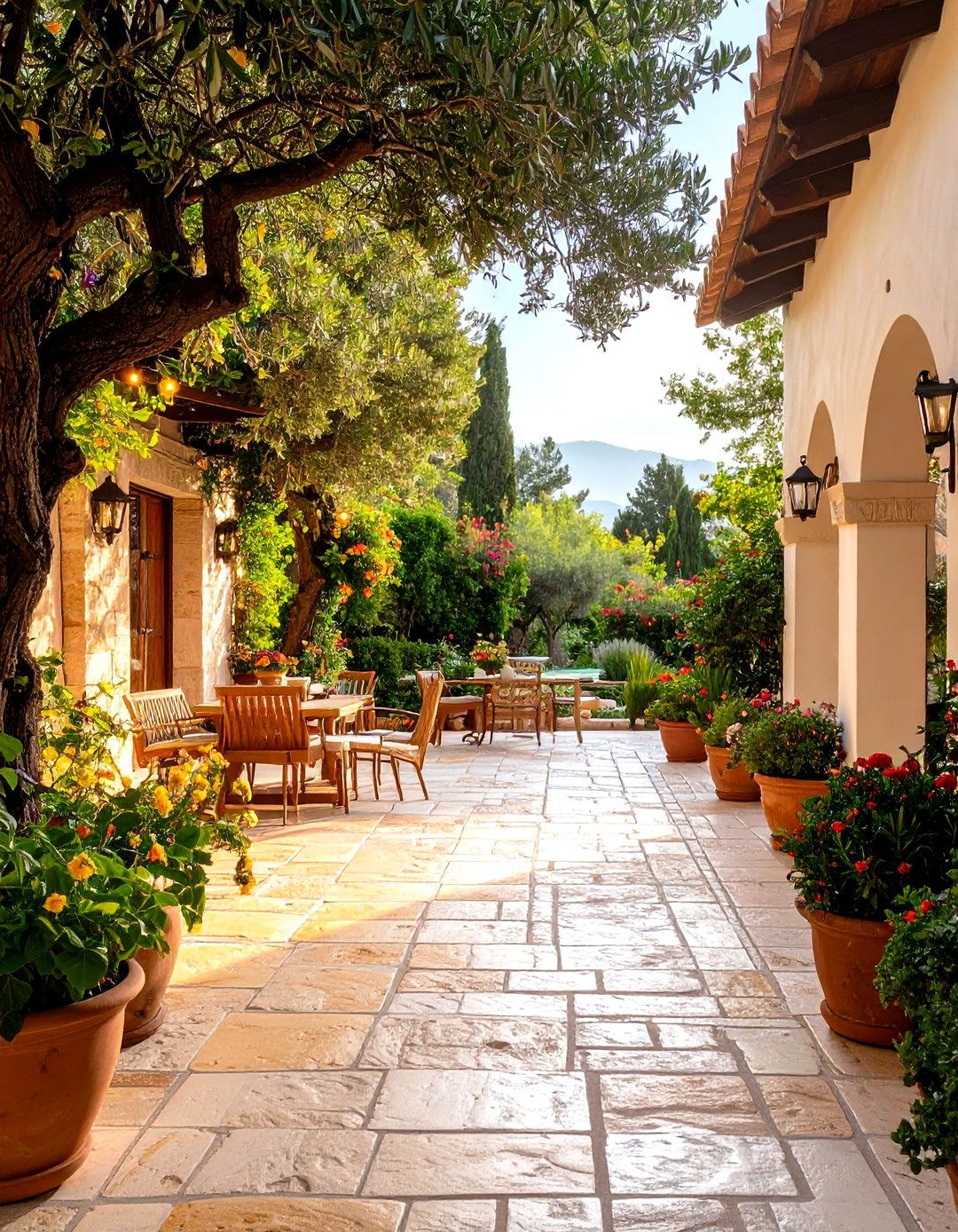 Travertine Tumbled Mediterranean Style - 24 Paver Walkway Ideas