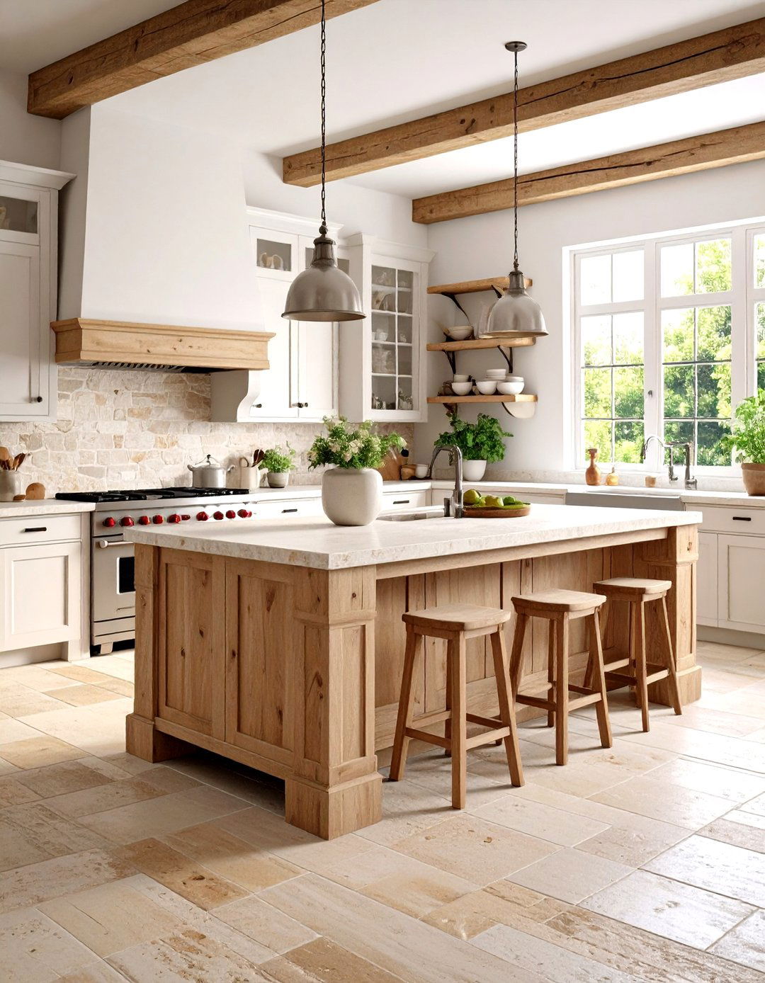Travertine Tumbled Stone - 24 Rustic Backsplash Ideas