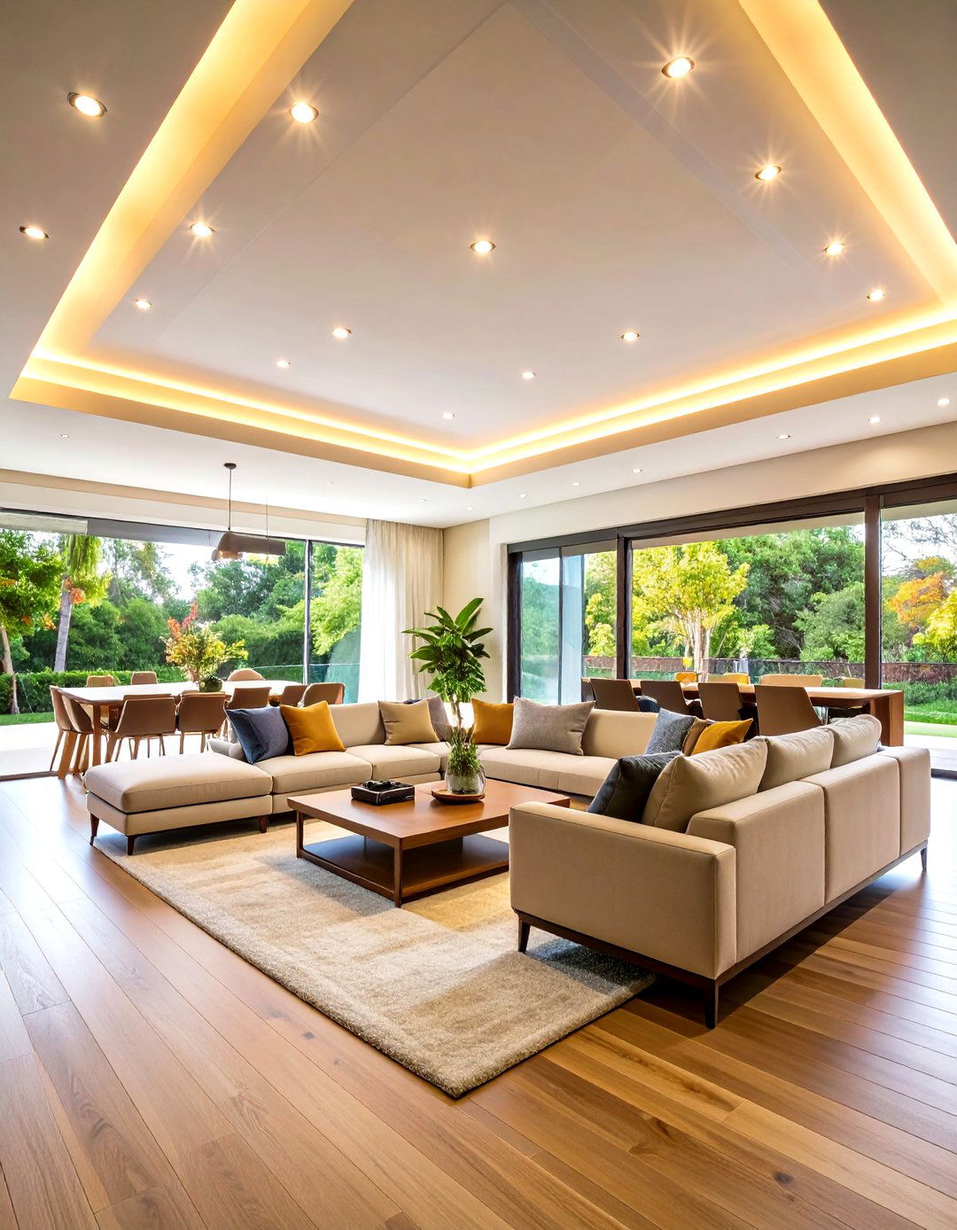 Tray Ceiling with LED Lighting - 24 Living Room Ceiling Ideas
