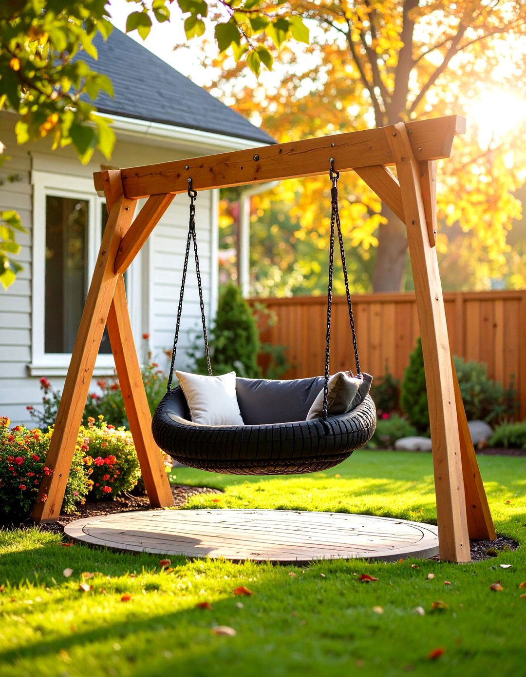 Tree Free A Frame Tire Swing Structure - 24 Tire Swing Ideas