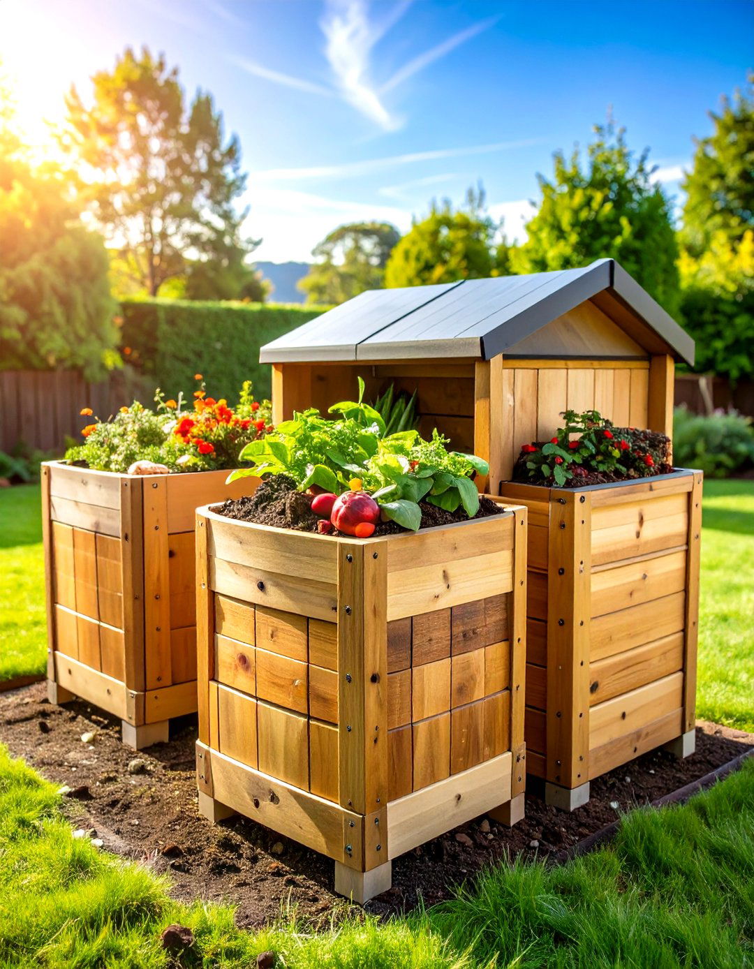 Tree Stump Compost Bin System - 24 Tree Stump Decorating Ideas