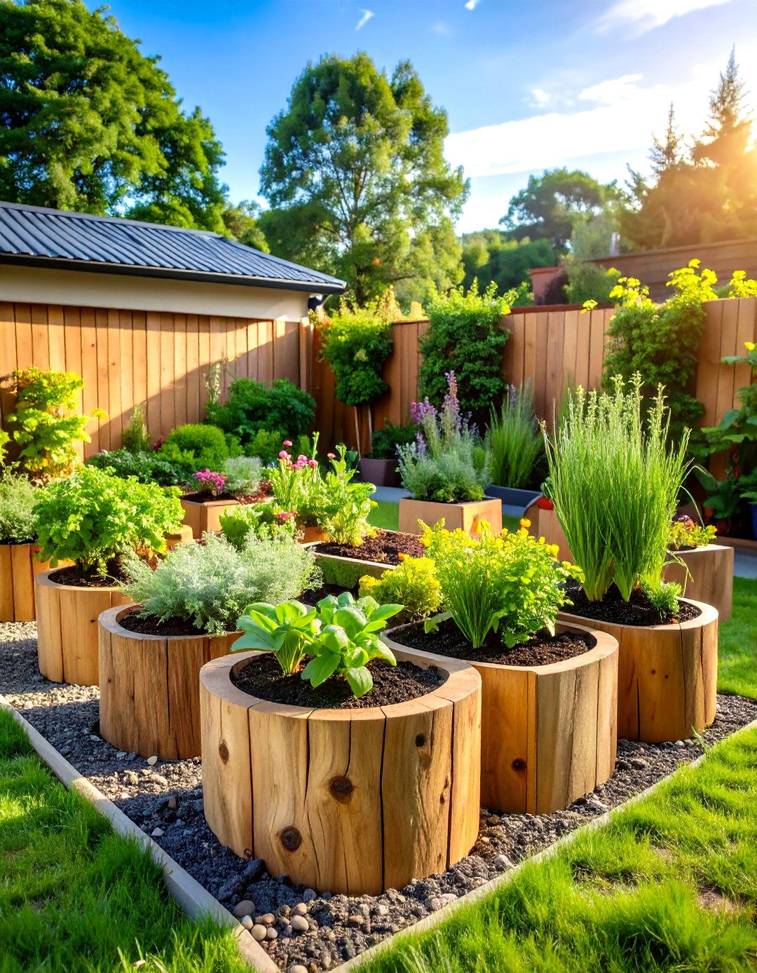 Tree Stump Herb Garden Kitchen - 24 Tree Stump Decorating Ideas