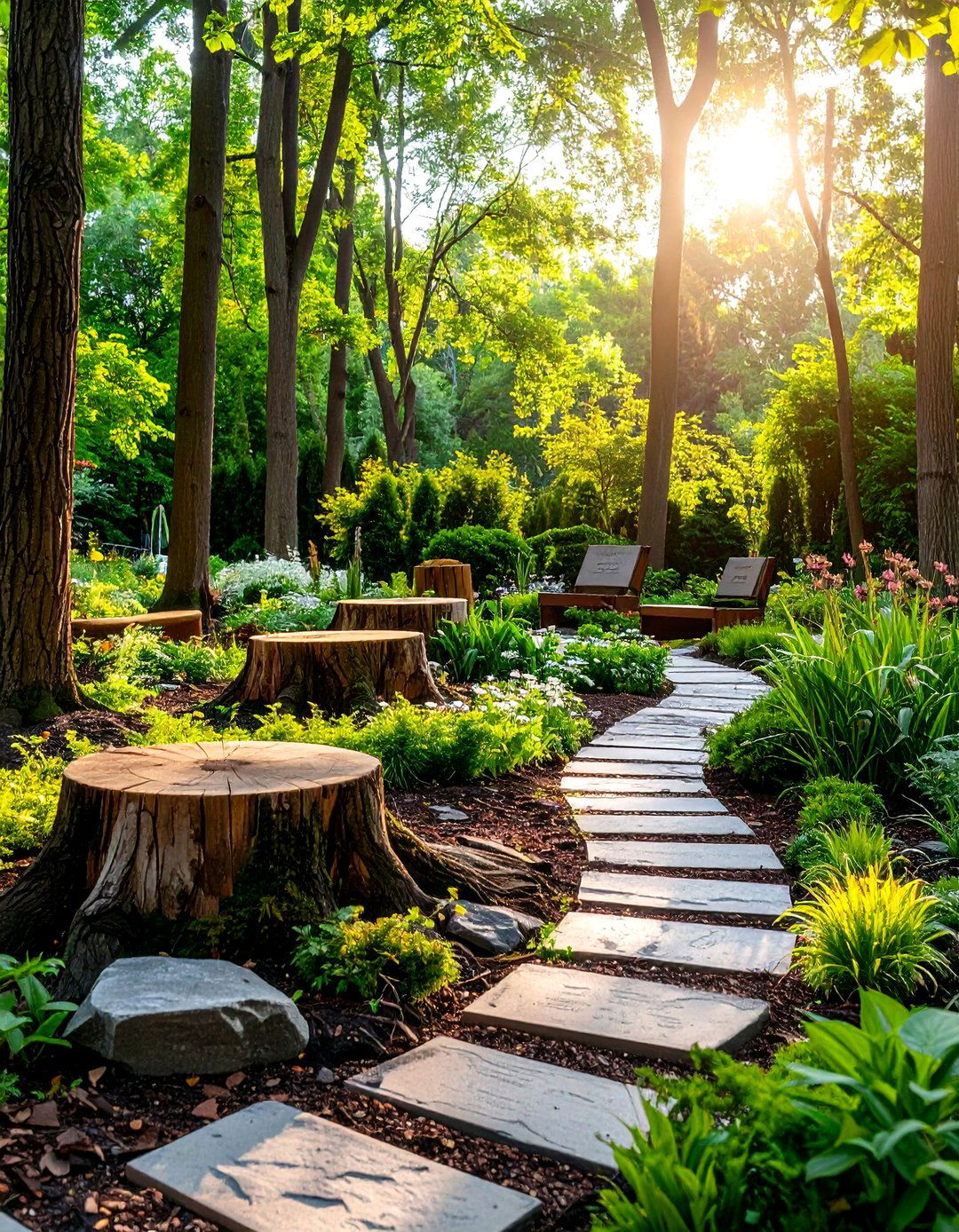 Tree Stump Memory Garden Tribute - 24 Tree Stump Decorating Ideas