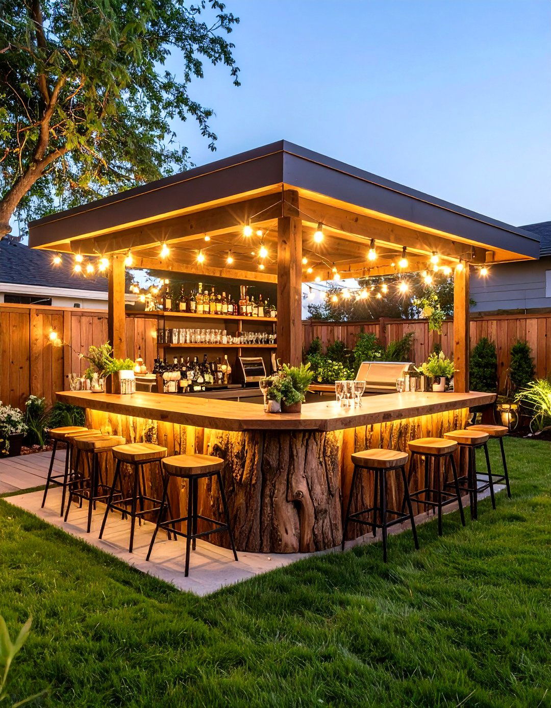 Tree Stump Outdoor Bar Station - 24 Tree Stump Decorating Ideas