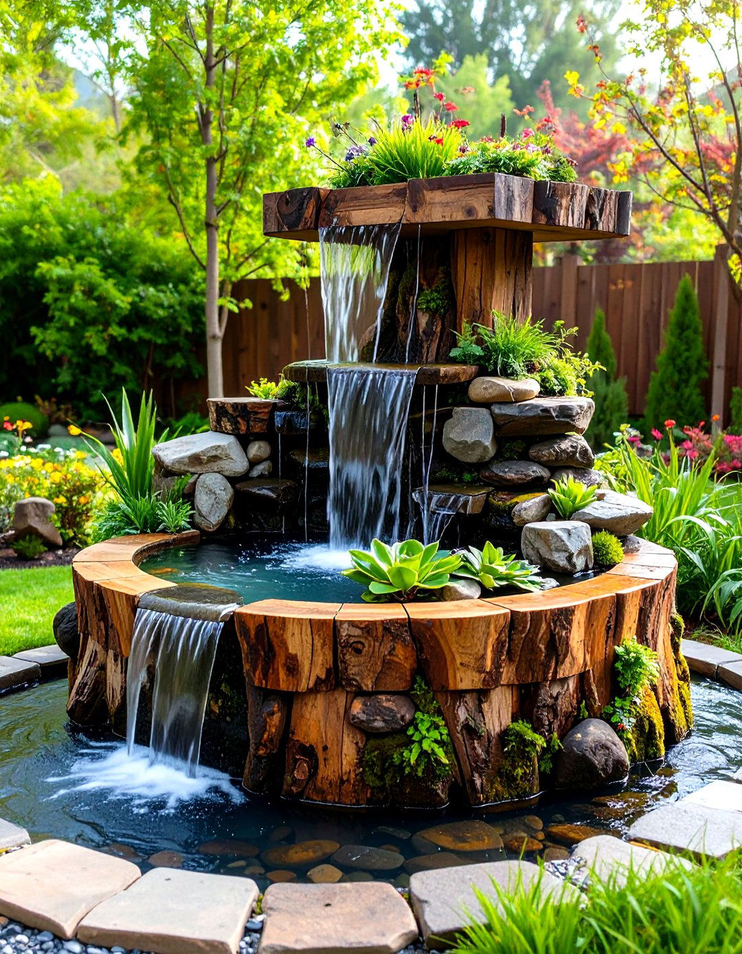 Tree Stump Water Feature Fountain - 24 Tree Stump Decorating Ideas