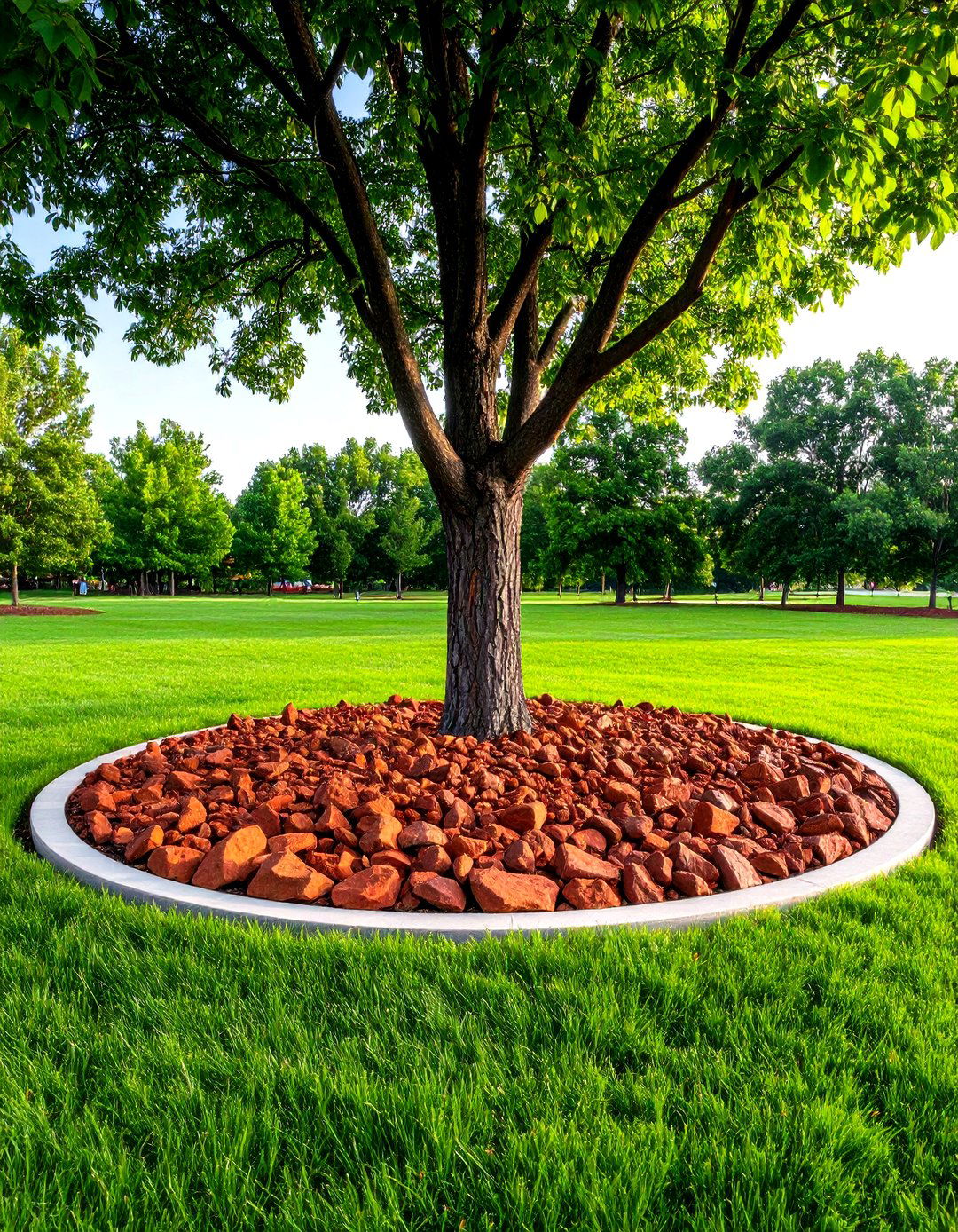 Tree Surround Applications - 24 Red Lava Rock Landscaping Ideas