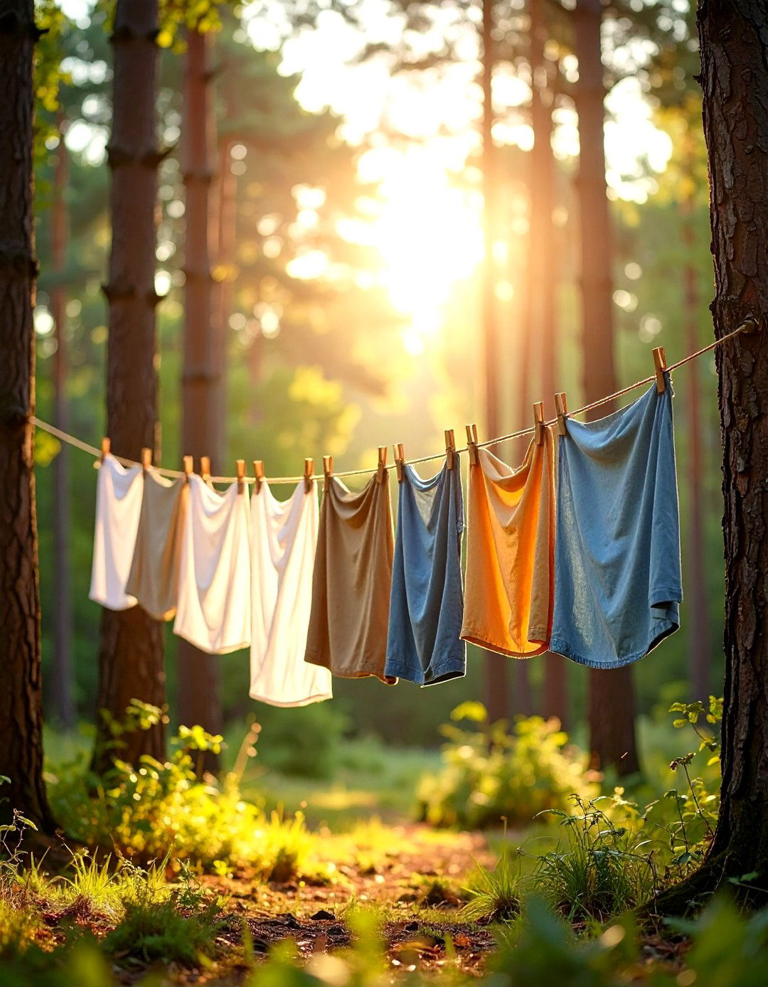 Tree to Tree Natural Clothesline - 24 Outdoor Clothesline Ideas