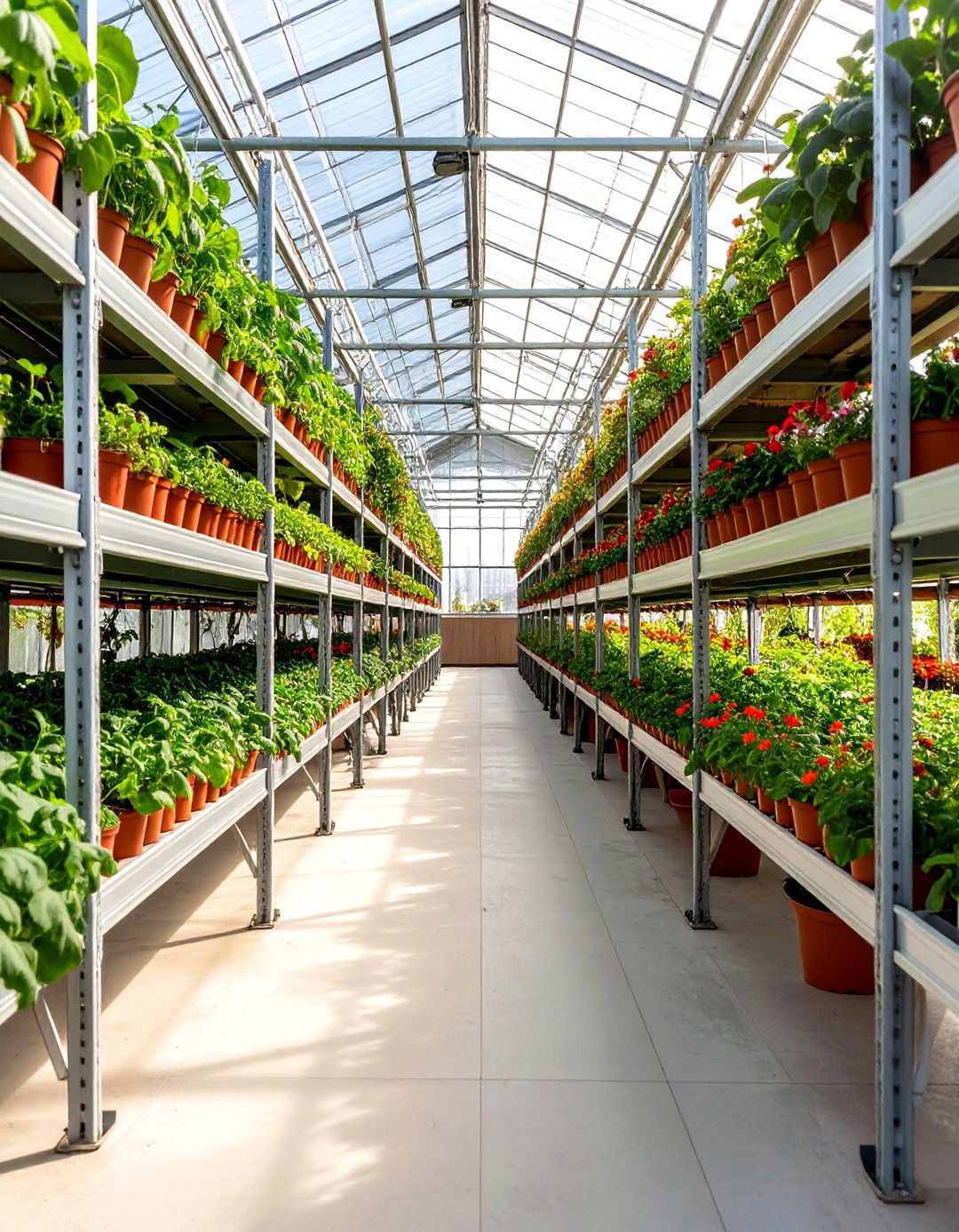 Trellis Integrated Growing Shelving - 24 Greenhouse Shelving Ideas
