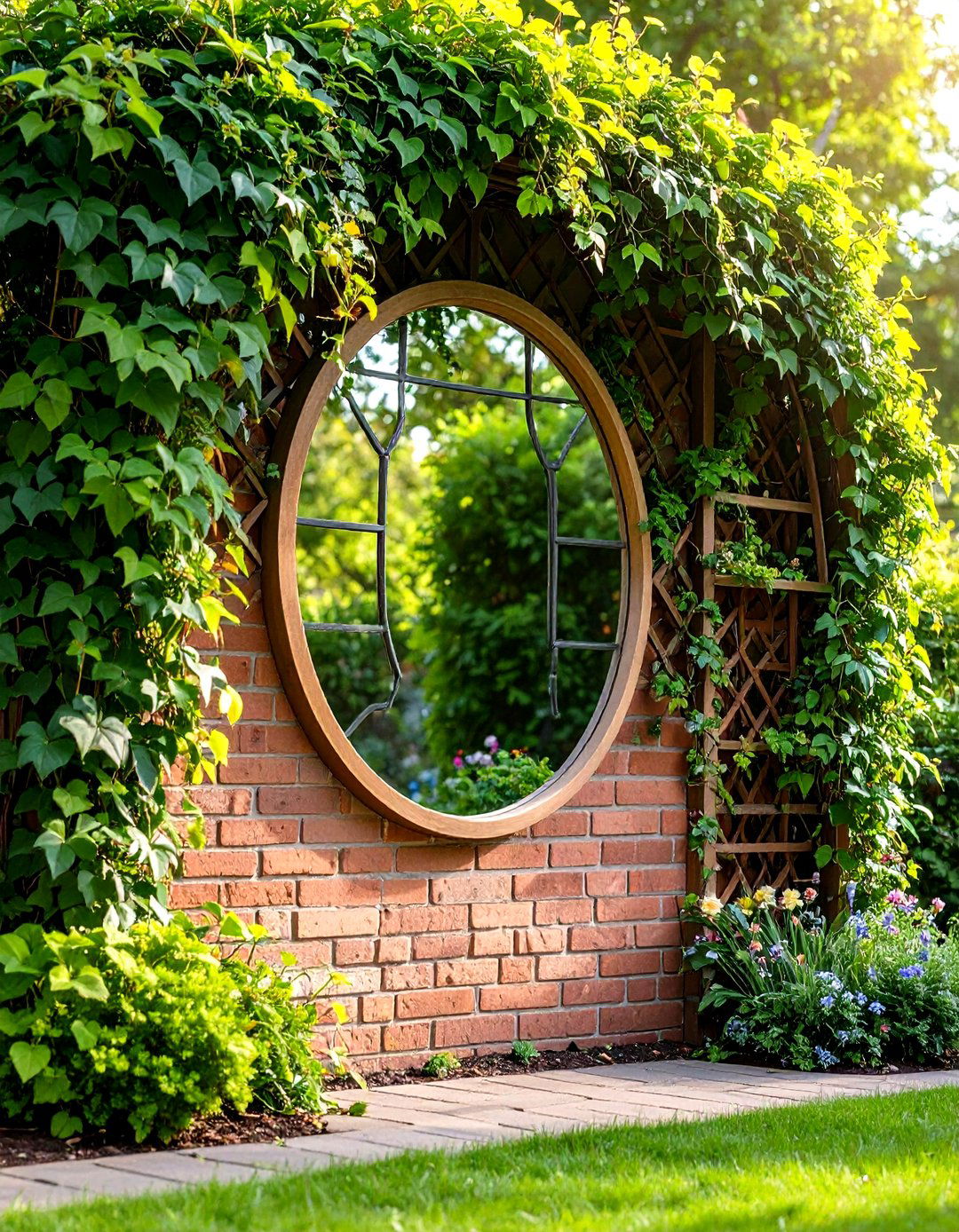 Trellis Integration Garden Mirrors - 24 Garden Mirror Ideas