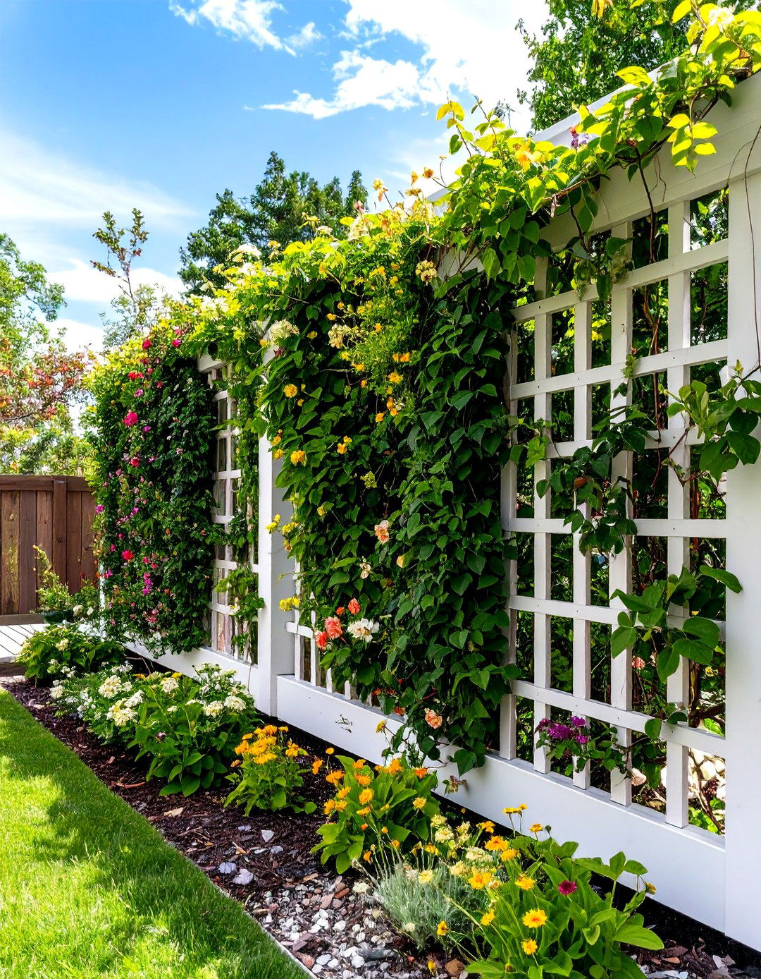 Trellis Privacy Wall with Fast Growing Climbing Plants - 24 Deck With Privacy Wall