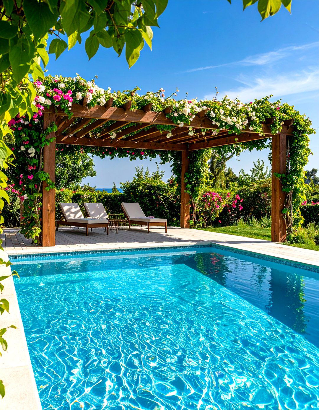 Trellis Screen with Climbing Vines - 24 Pool Privacy Ideas