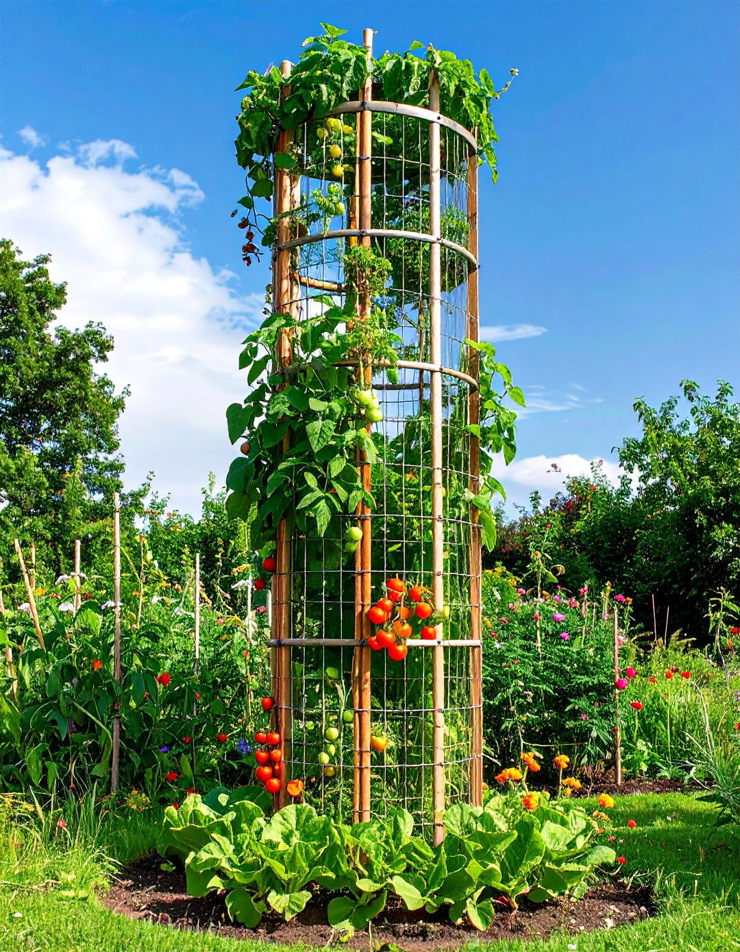 Trellis Tower Vegetable Garden - 24 Vertical Garden Ideas