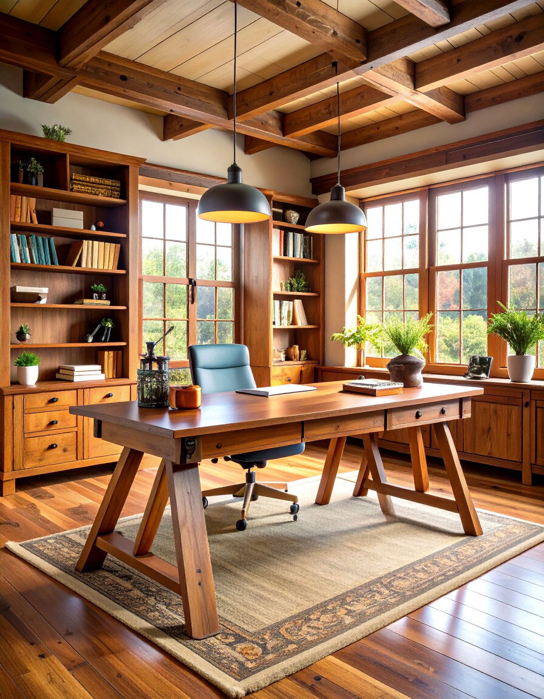 Trestle Desk with Cross Beam Support Structure - 24 Desk Ideas