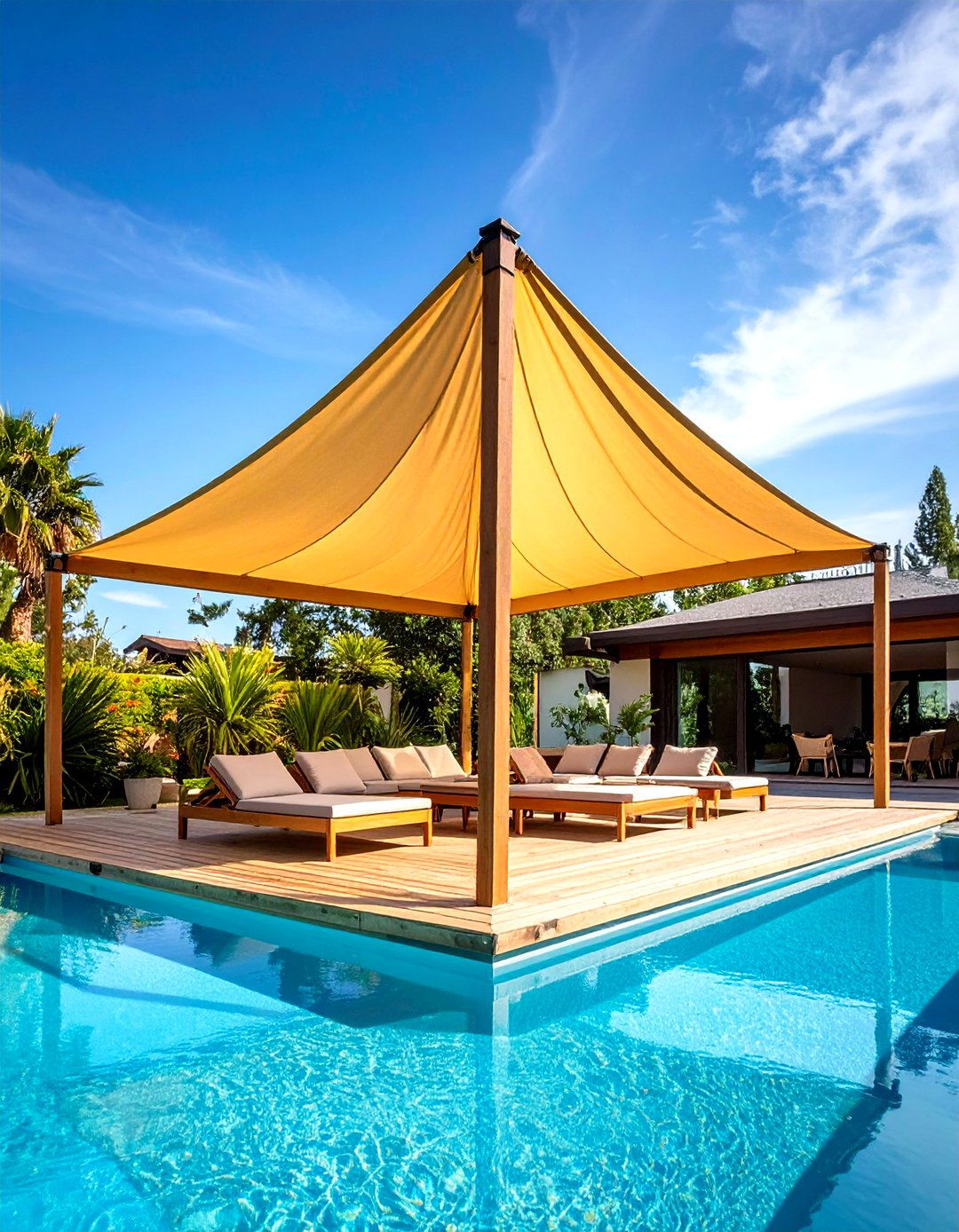 Triangular Shade Sails - 24 Pool Shade Ideas