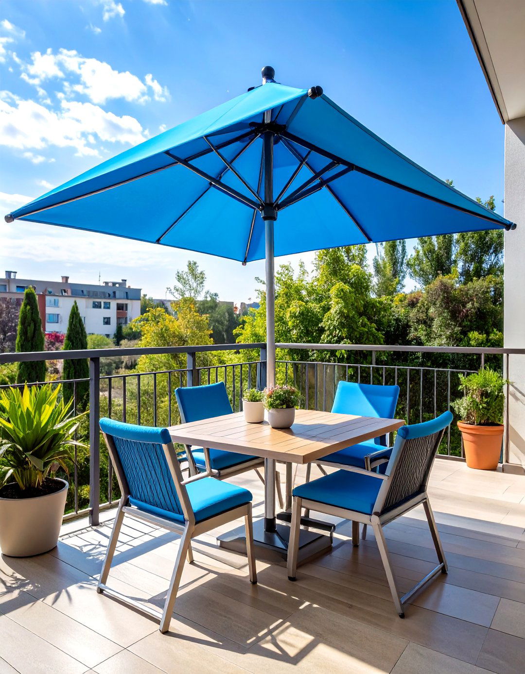 Triangular Shade Sails for Modern Appeal - 24 Balcony Shade Ideas