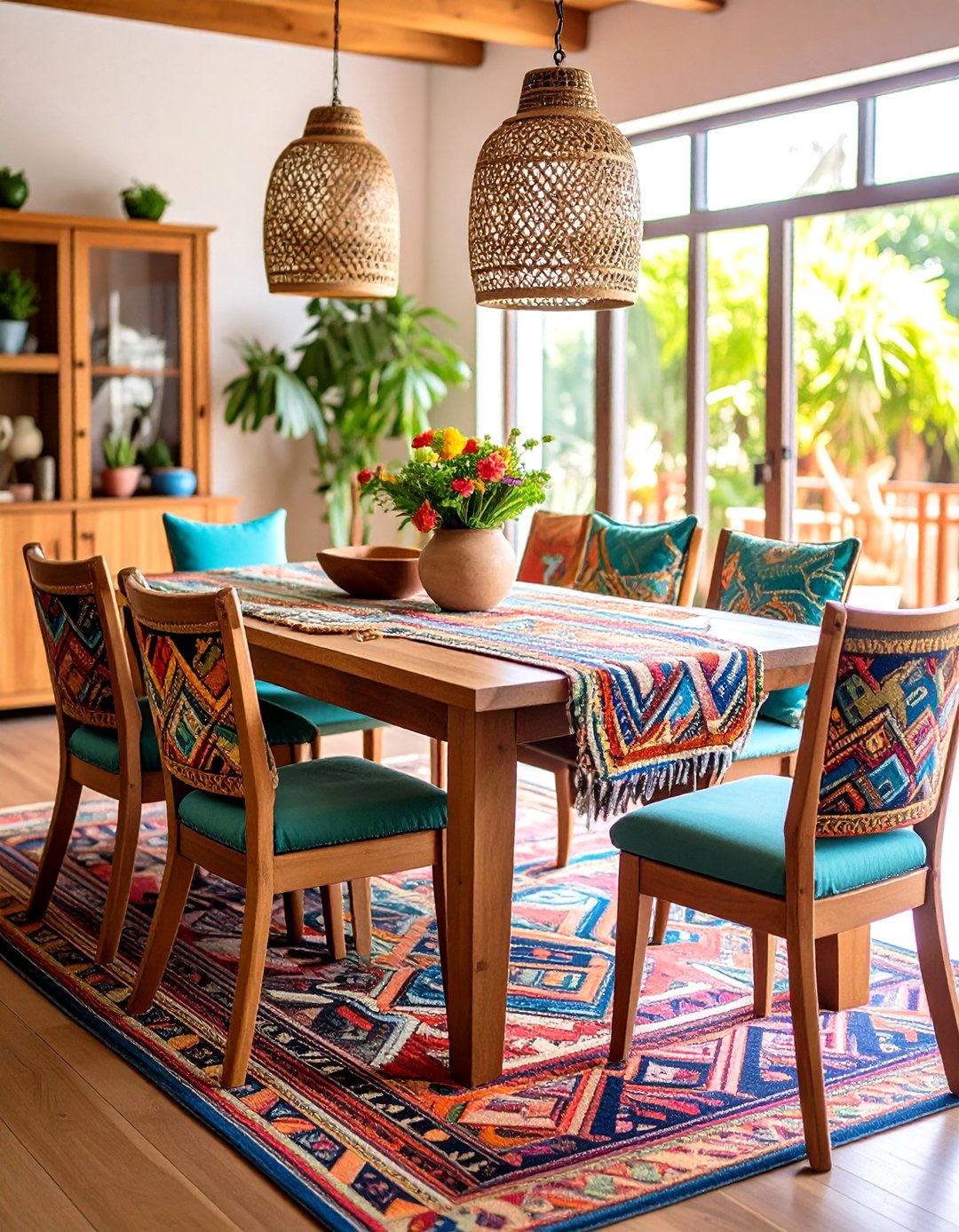 Tribal Print Upholstery - 24 Boho Dining Room Ideas