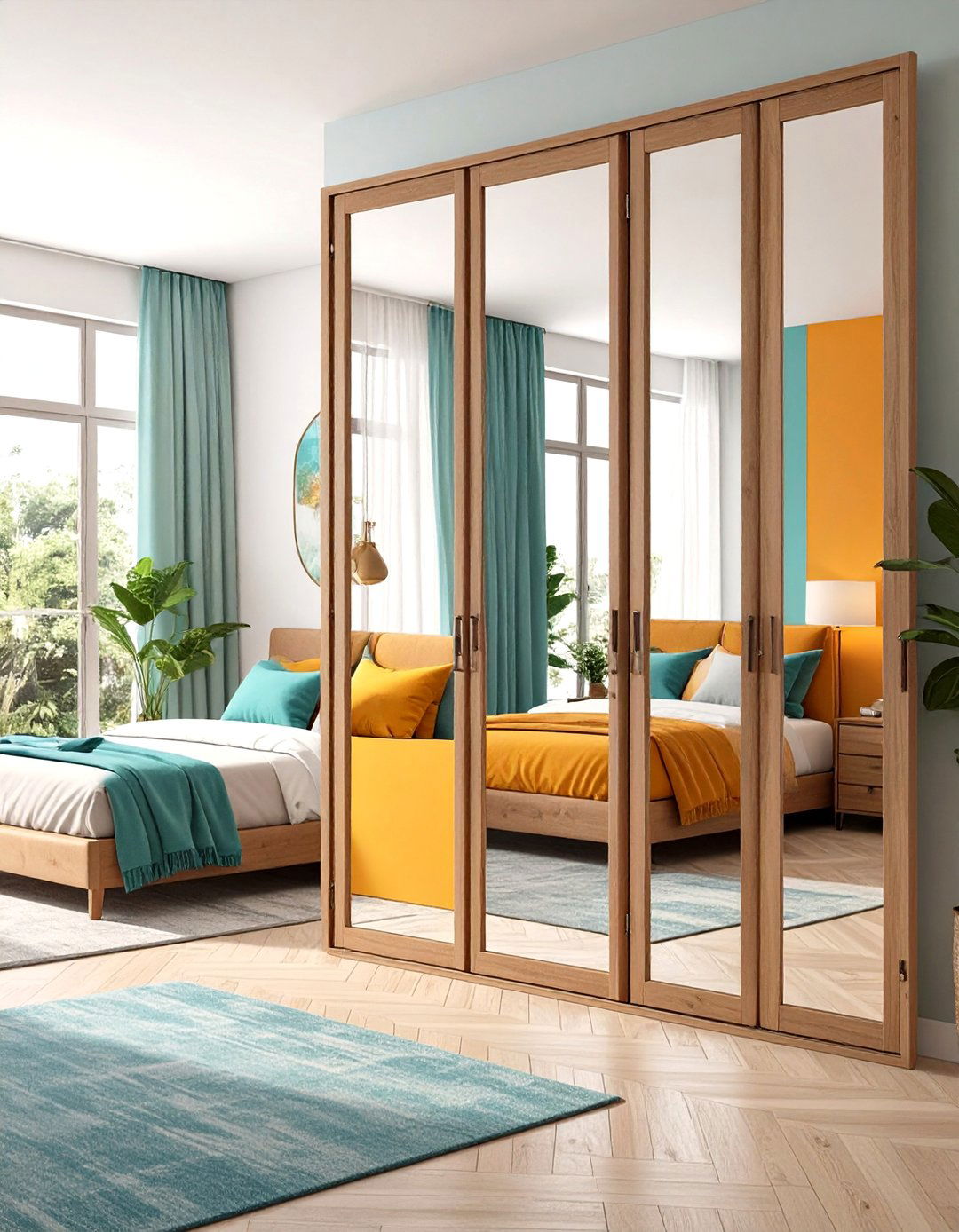 Triple Panel Folding Mirror Screen - 24 Bedroom Mirror Ideas