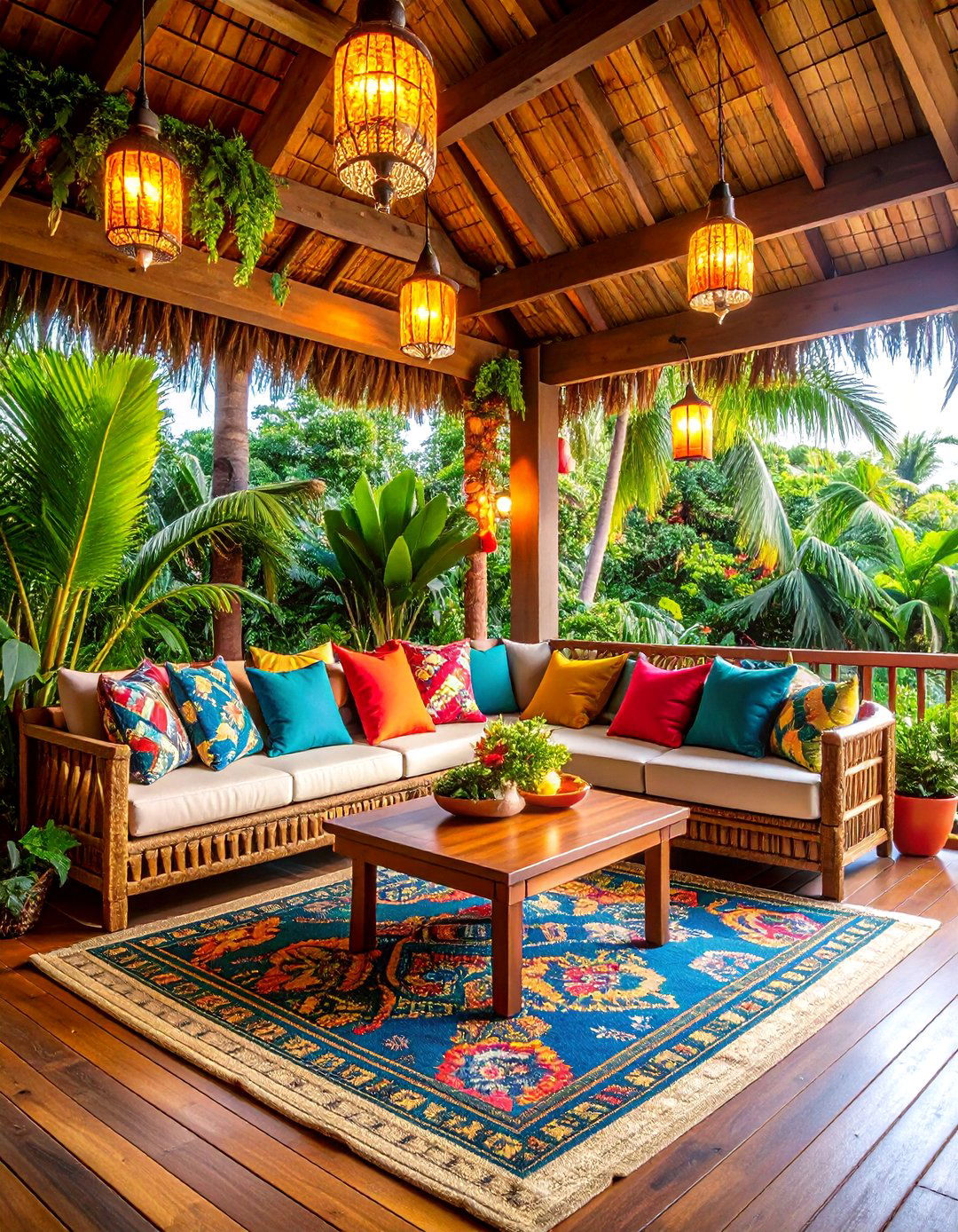 Tropical Back Porch Paradise with Lush Greenery - 24 Back Porch Ideas