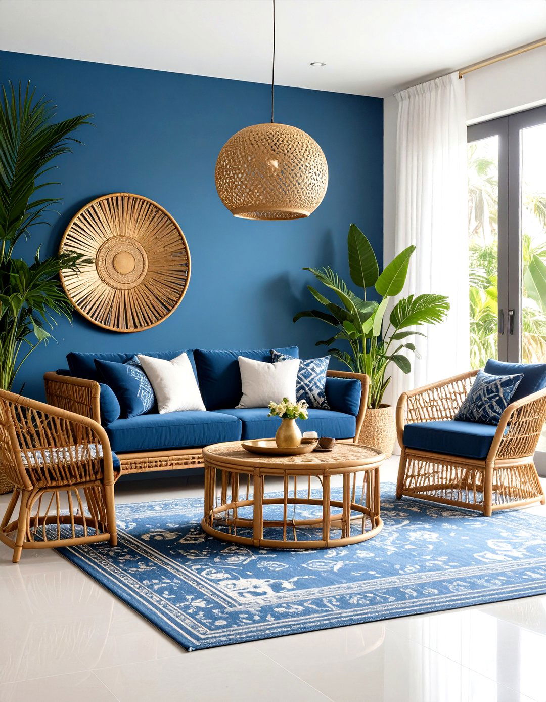 Tropical Blue and Gold Paradise Theme - 24 Blue and Gold Living Room Ideas