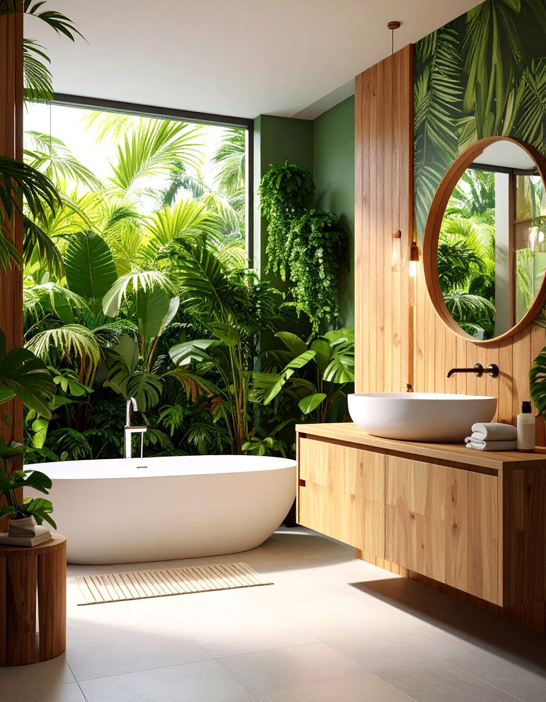 Tropical Botanical with Lush Greenery - 24 Restaurant Bathroom Ideas