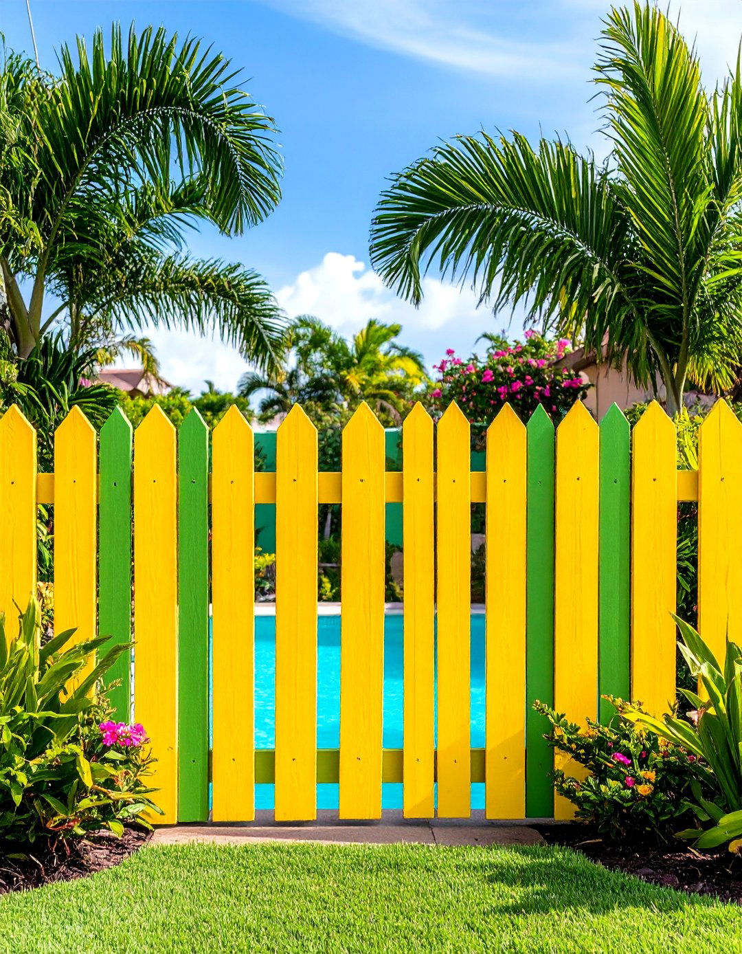 Tropical Bright Green and Yellow Themes - 24 Fence Painting Ideas