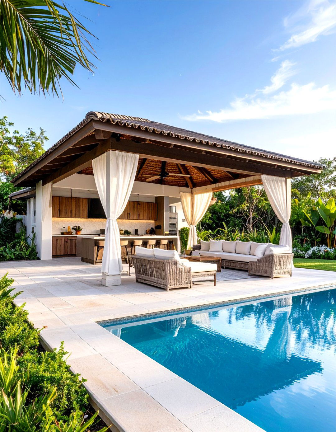 Tropical Cabana Hideaway Retreat - 24 Tropical Pool Landscaping Ideas