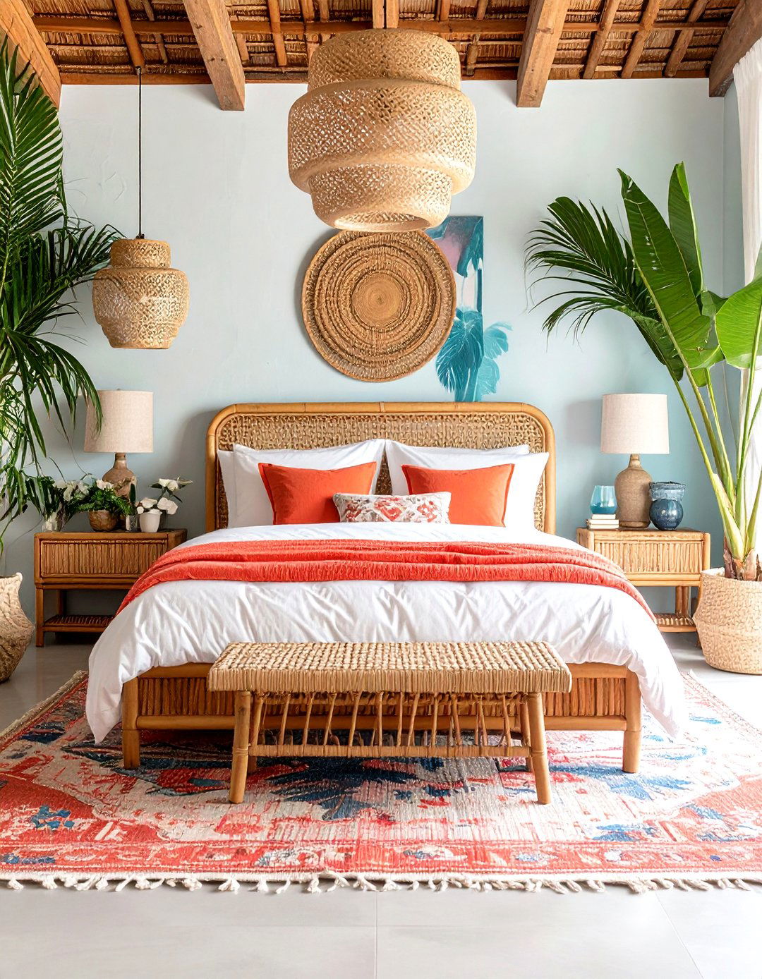 Tropical Coastal Bedroom with Palm Accents - 24 Coastal Bedroom Ideas
