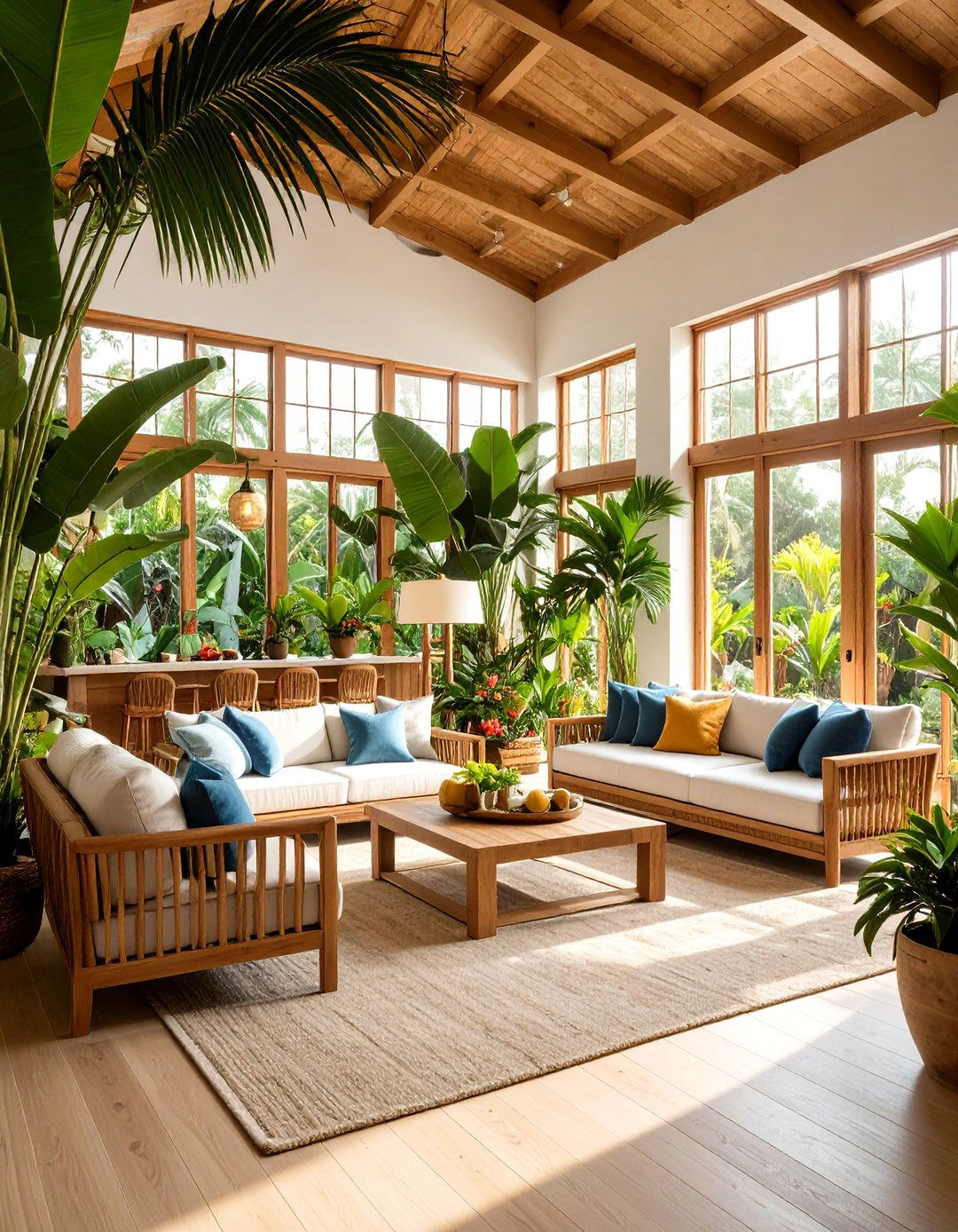 Tropical Escape Sunroom Oasis - 24 Greenhouse Room Ideas
