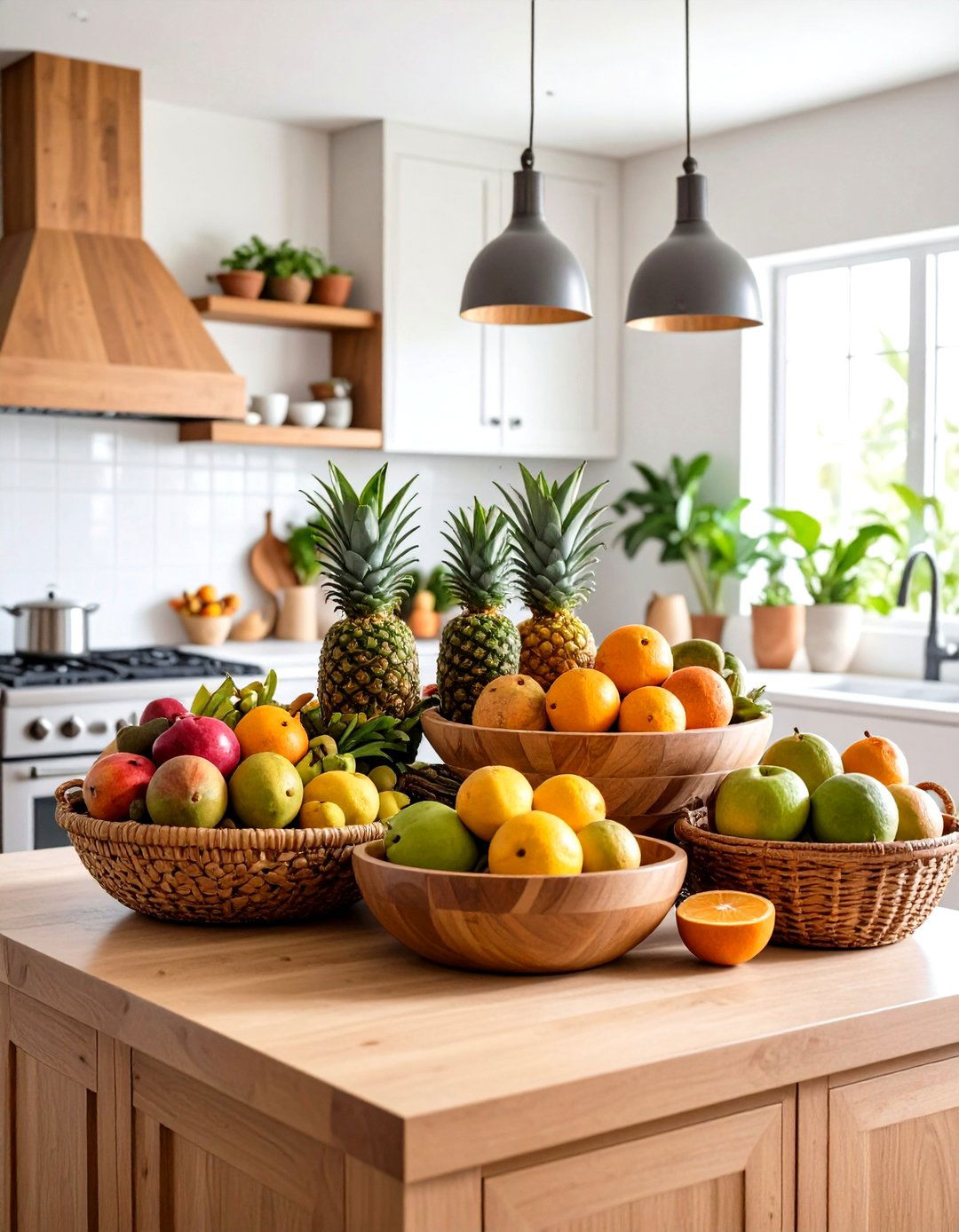 Tropical Fruit Bowl Centerpiece Display - 24 Tropical Kitchen Ideas