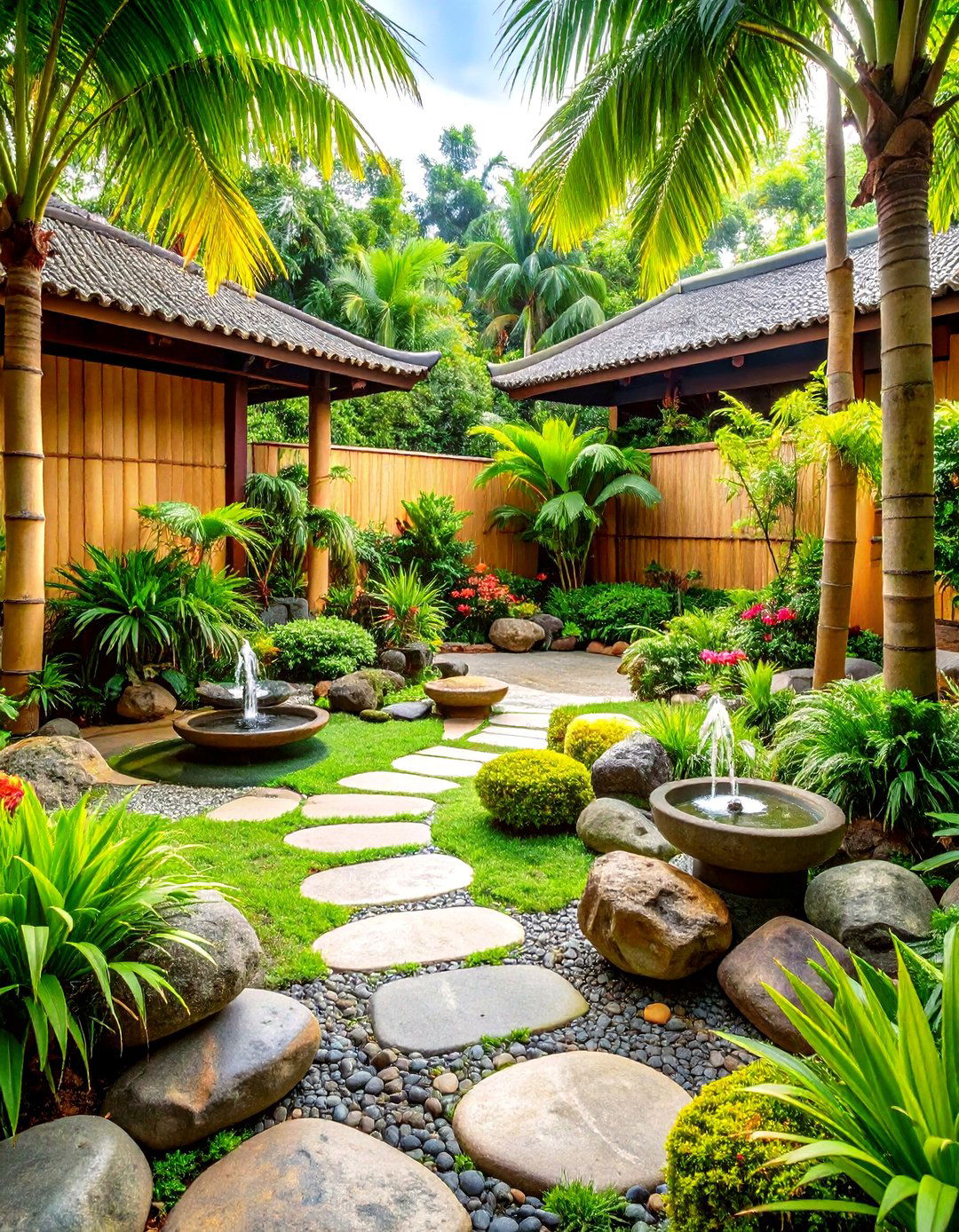 Tropical Hardscape Courtyard - 24 Tropical Landscape Ideas