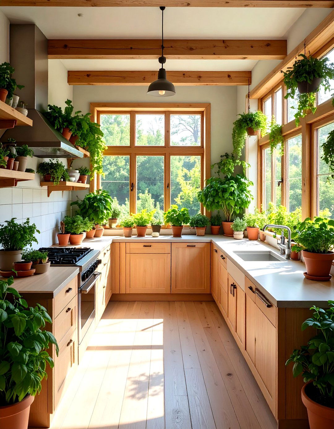 Tropical Herb Garden Window Installation - 24 Tropical Kitchen Ideas