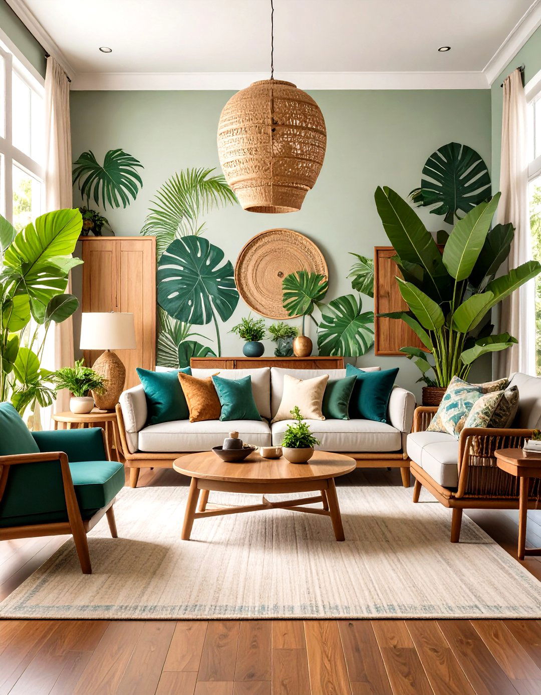 Tropical Jungle Sanctuary Design - 24 Tropical Living Room Ideas