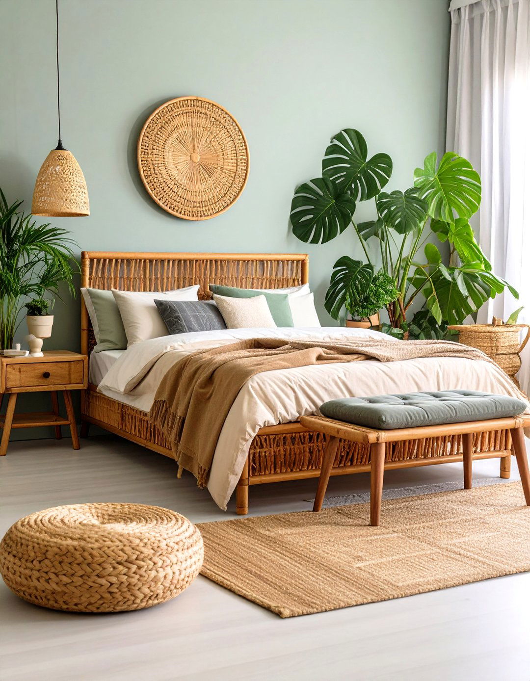 Tropical Matte Black and Natural Elements - 24 Matte Black Bedroom Ideas